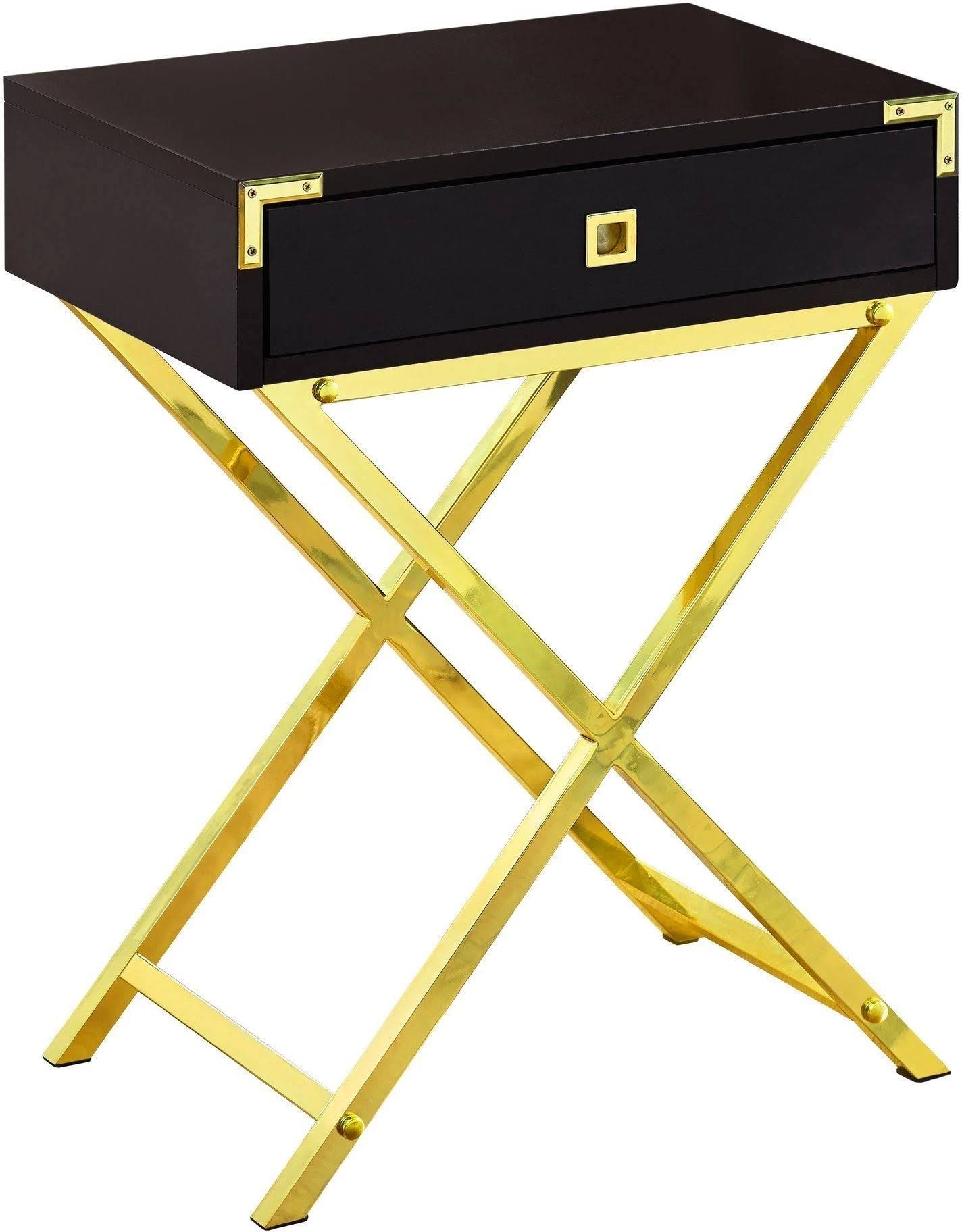 Monarch Accent Table - 24x22H / Cappuccino / Gold Metal