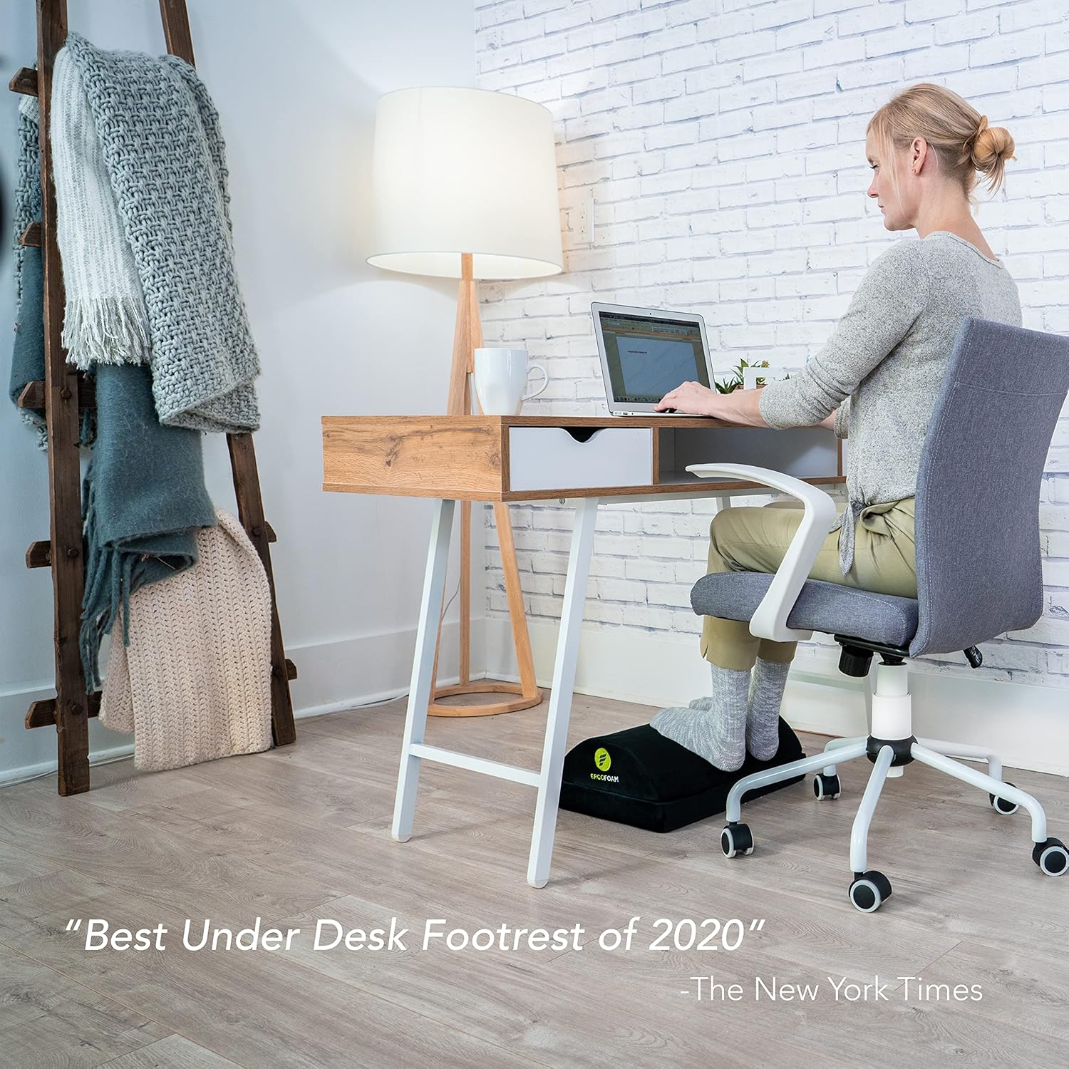 ErgoFoam Adjustable Desk Foot Rest for Added Height (Mesh) - Large Premium Under Desk Footrest | Pet-Friendly Foot Rest Under Desk for Lumbar, Back, Knee Pain | Foot Stool Rocker (Black)