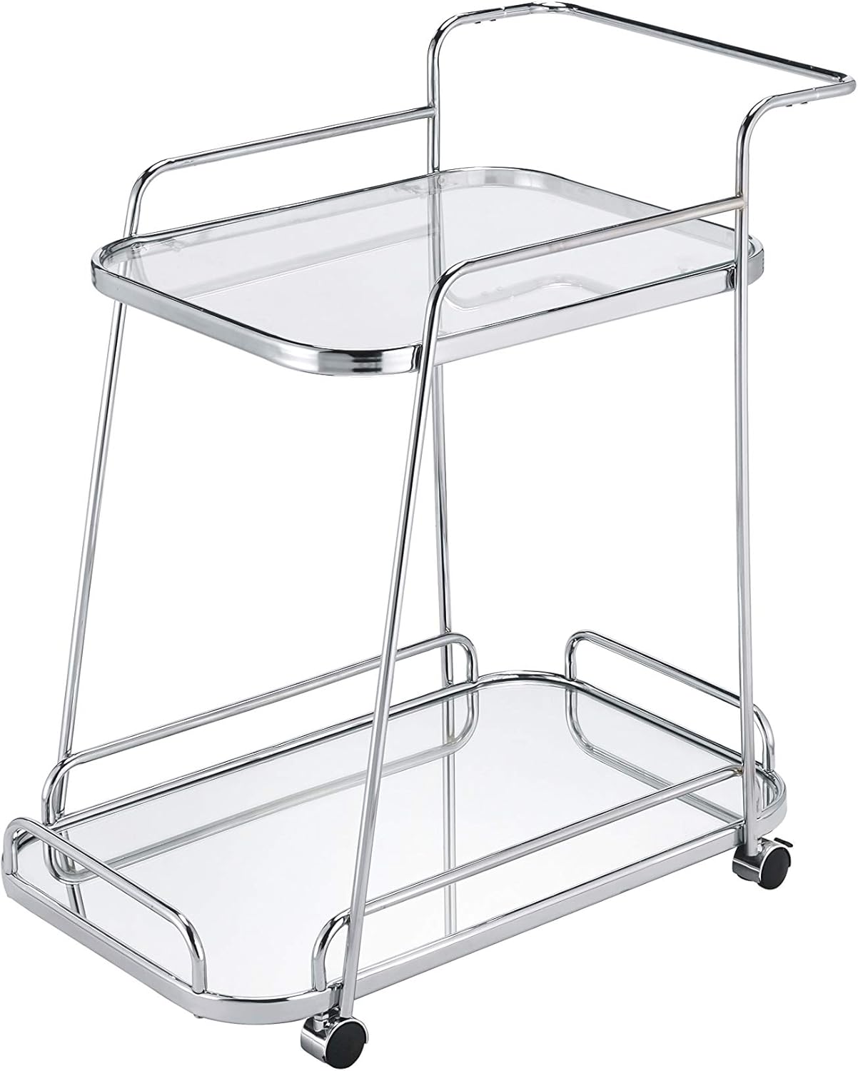 Acme Furniture Aegis Serving Cart, Clear Glass & Chrome Finish
