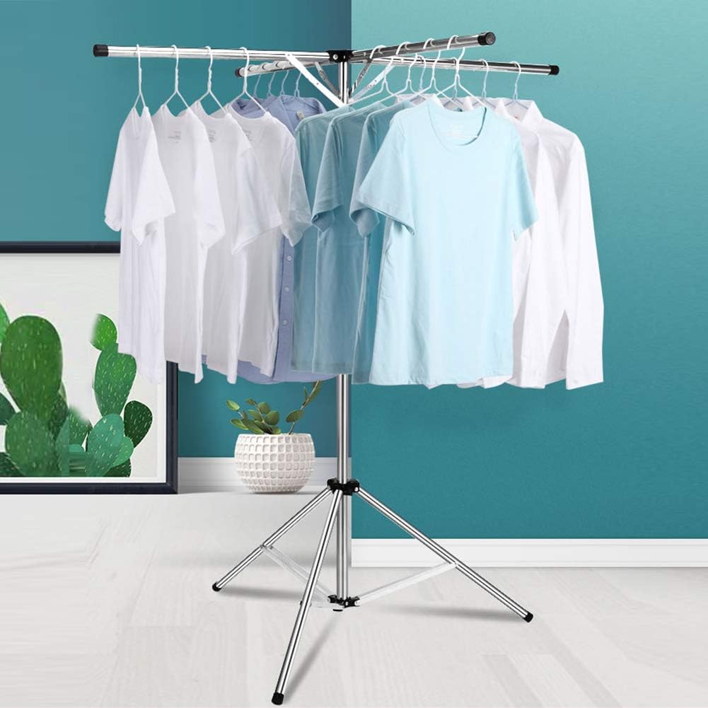Luckincolt Collapsible Clothes Rack Foldable Portable Space Saving Clothes Drying Rack High Capacity Stainless Steel Laundry Drying Rack with 4 Branches