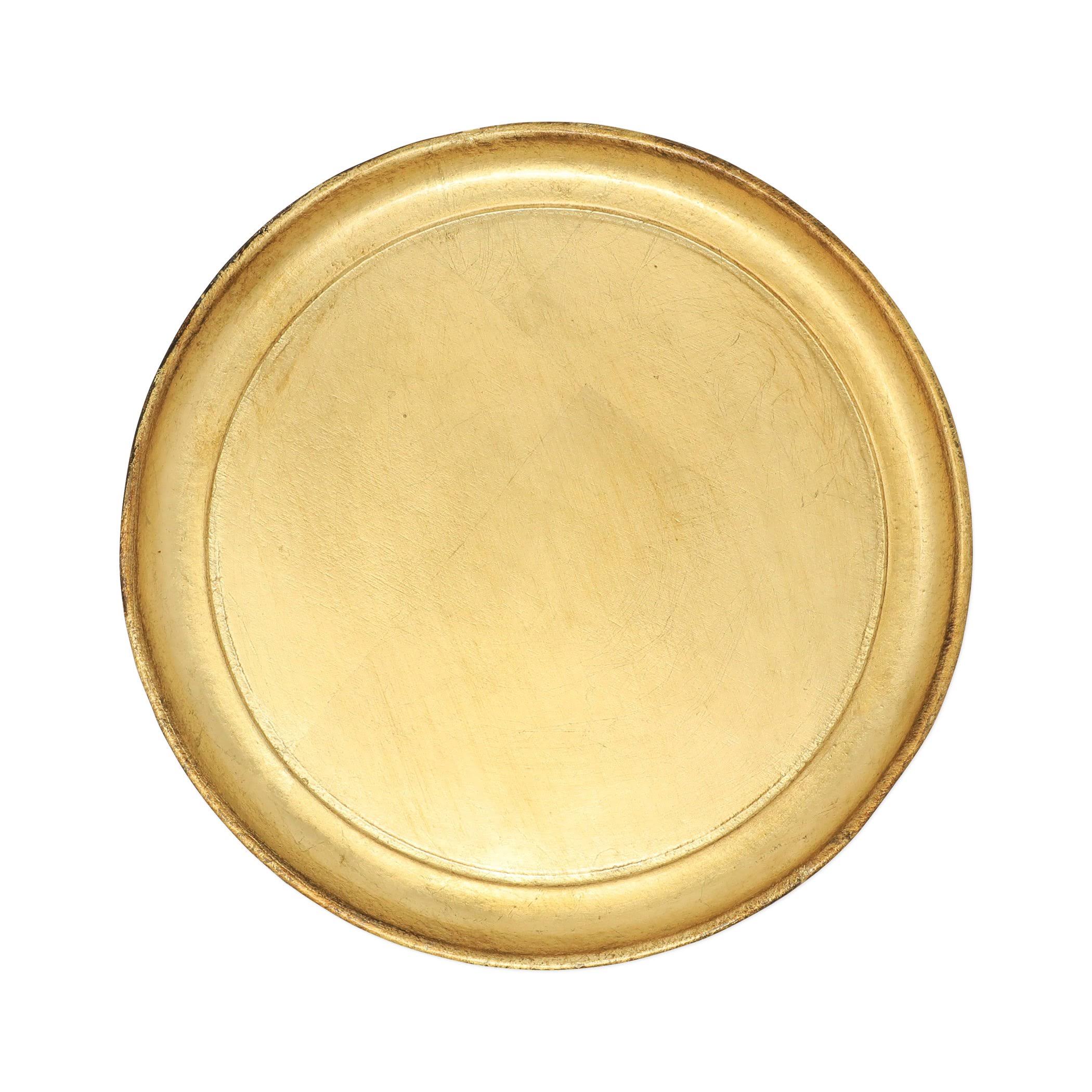 Vietri Florentine Wooden Accessories Round Tray, Small - Gold