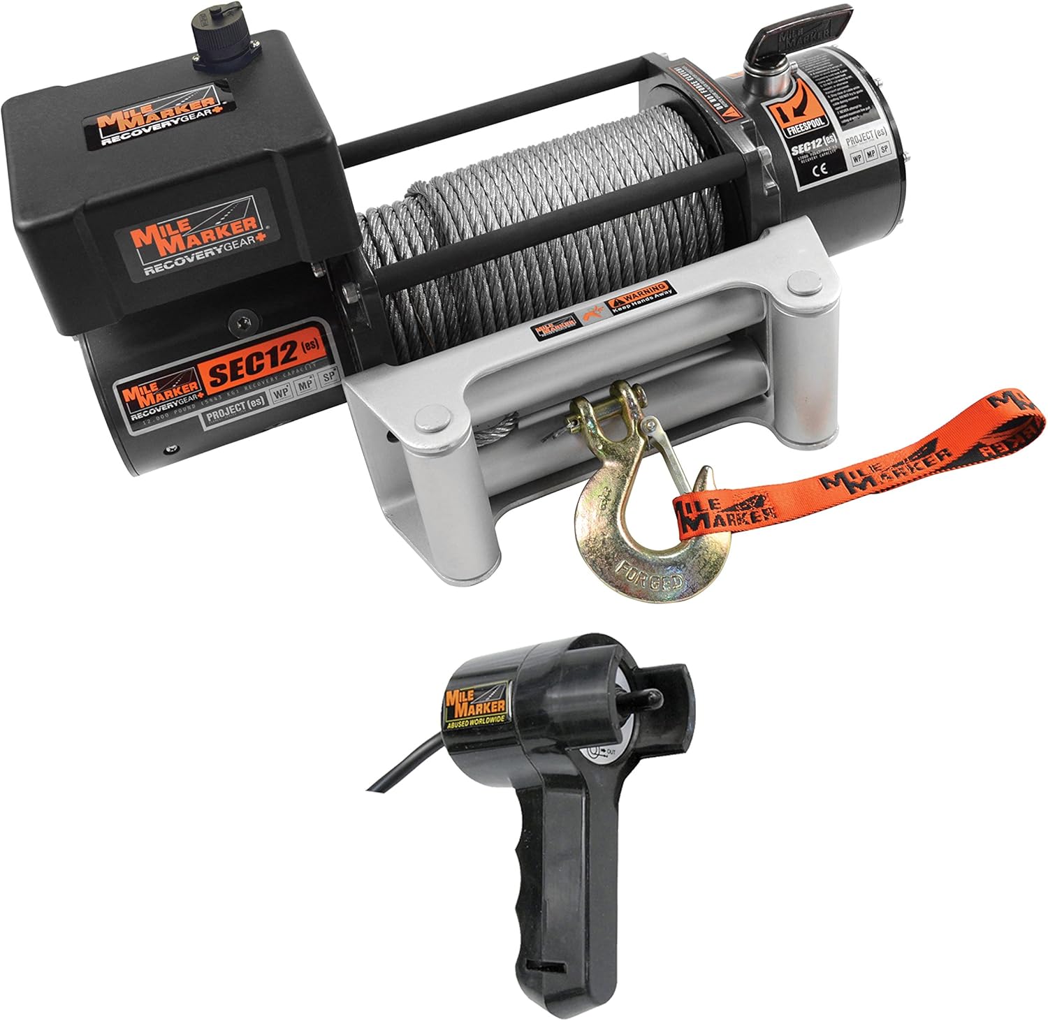 Mile Marker 76-50251BW SEC12(ES) Truck/SUV Element Sealed Electric Winch - 12,000 lb. Capacity, 1 Pack