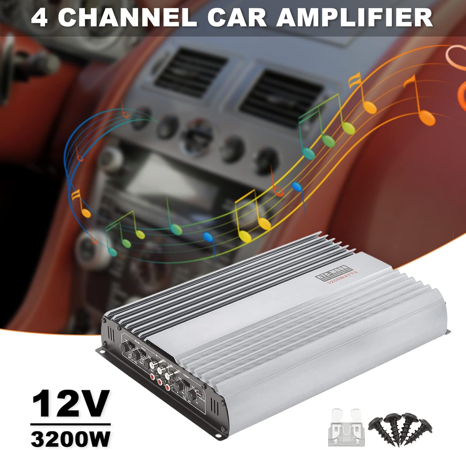 3200W 12V 4 Channel Car Amplifier Stereo Power Amp Audio 4CH Bass Sub Woofer Pack of 2