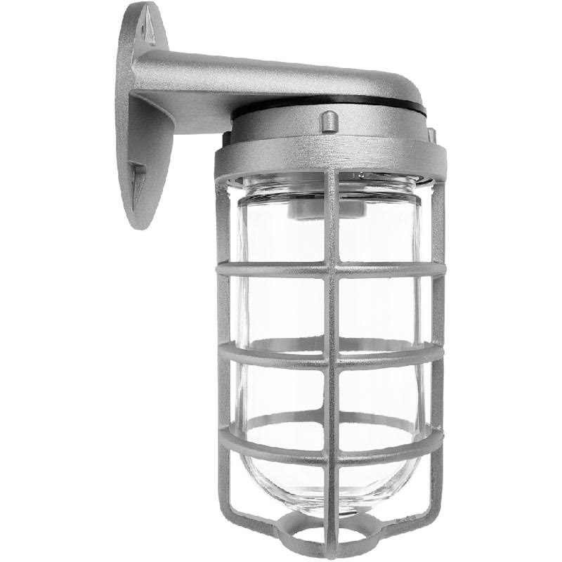 RAB Vaporproof 200 Wall Bracket Black with Glass Globe Cast Guard (VBR200DGB)