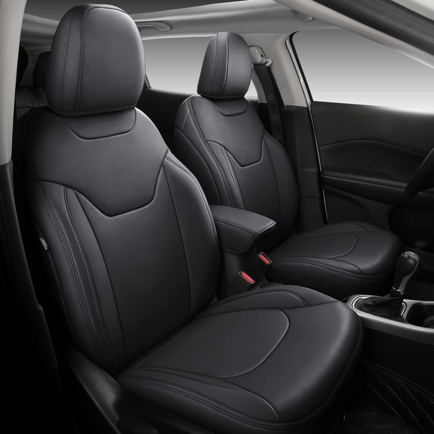 LEYJOIN Fully Wrapped Faux Leather Custom Car Seat Covers Full Set Fit for Jeep Cherokee (Jeep Cherokee 19-21, Black)