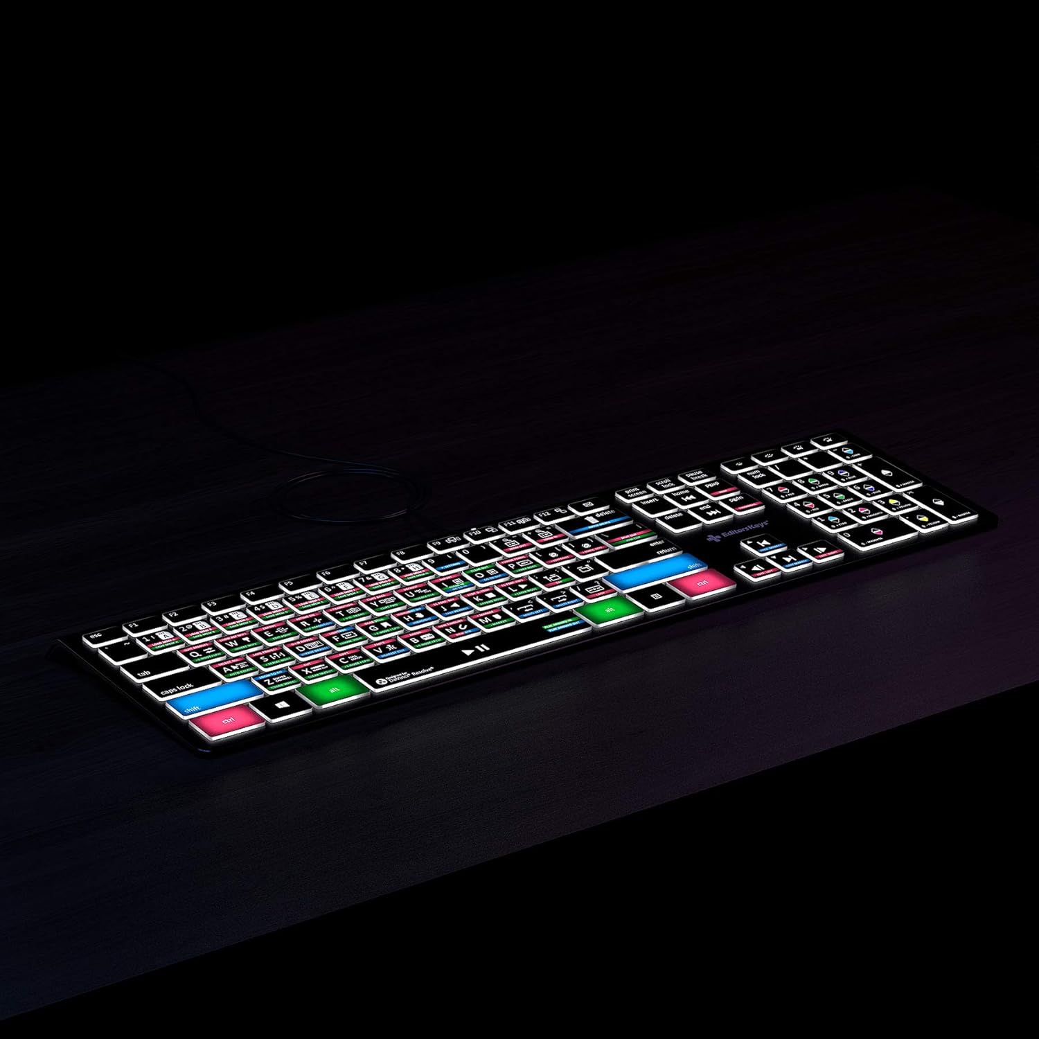 Blackmagic Davinci Resolve 17 & 16 Keyboard | Backlit Shortcut Keyboard for Windows PC by Editors Keys