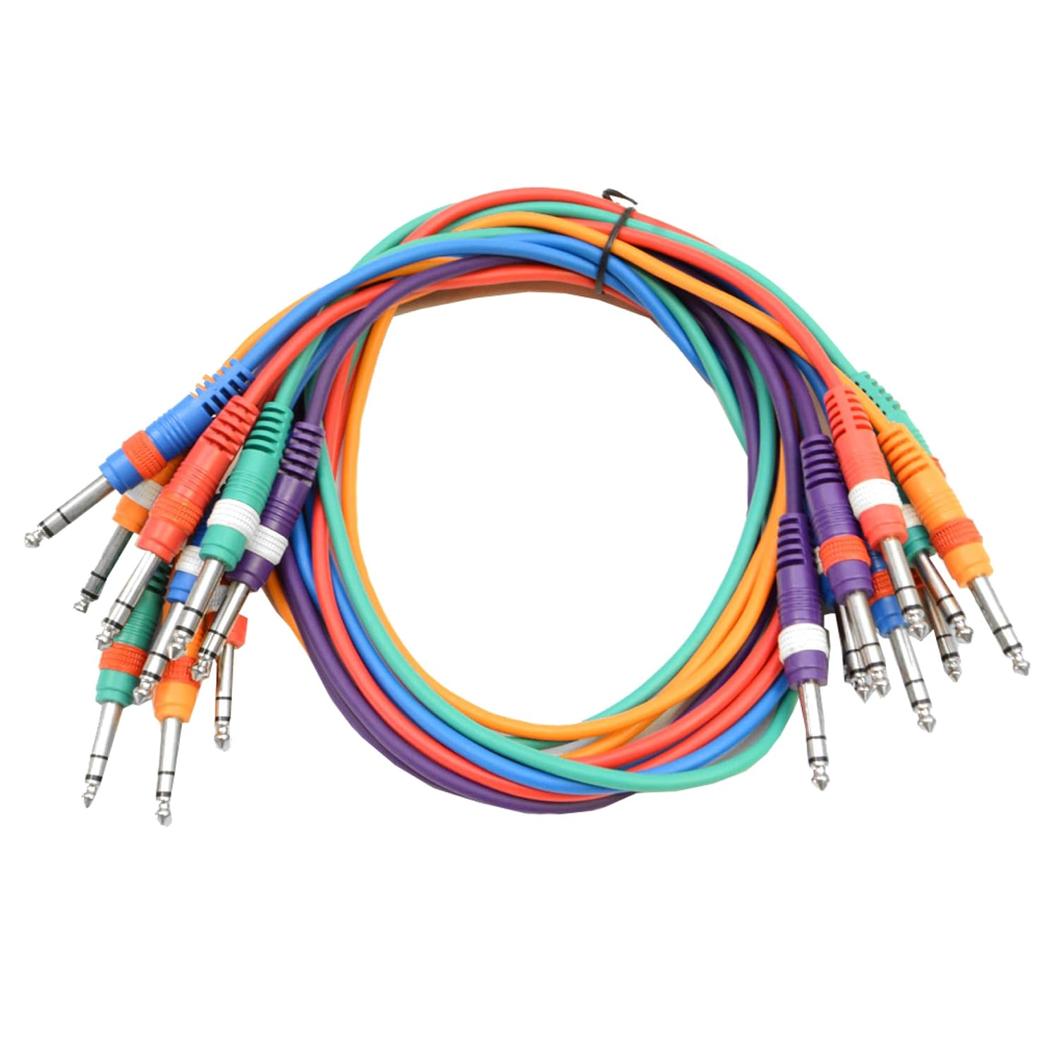 Seismic Audio Speakers 3 Foot TRS Jumper Patch Cables, Pack of 10, Multiple Colored Cables