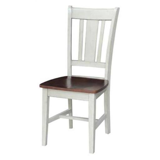 FineFabrics International Concepts White Wood San Remo Splat Back Chair, Antiqued Almond u0026 Espresso