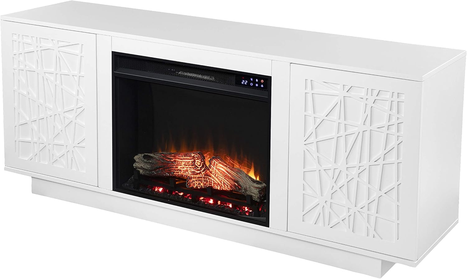SEI Furniture Delgrave Electric Media Fireplace w/ Storage, New White
