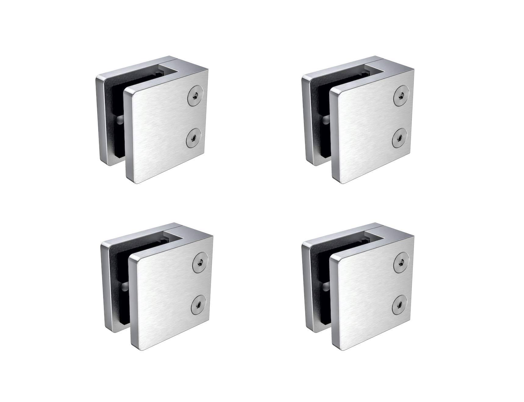InlineDesign 4 x Large 2.17x22 Square Glass Clamp for Flat Surface (Stainless Steel 316) by Inline