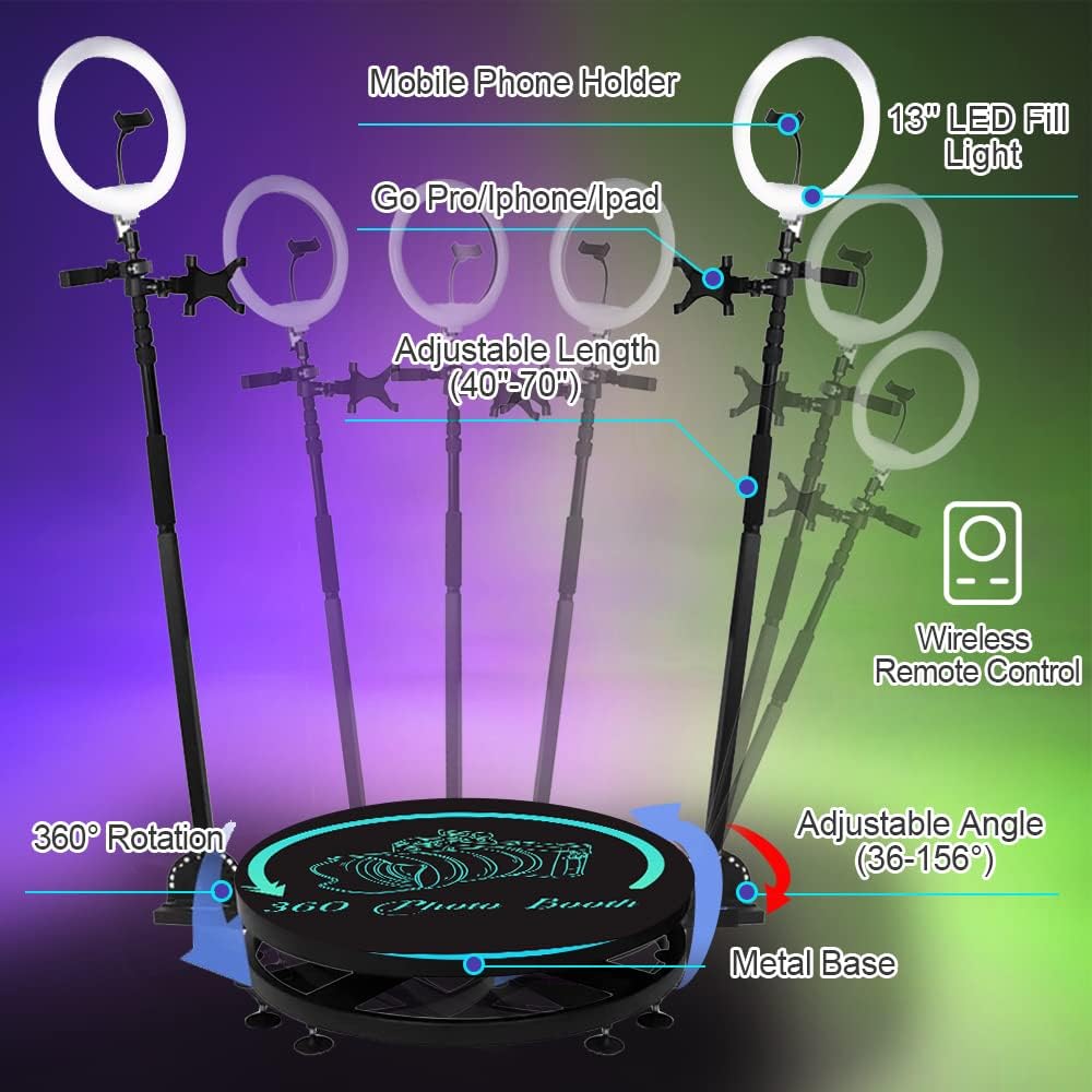 ALINBIN 360 Photo Booth Machine for Parties, 360 Camera Booth Machine Support Customize Logo, Automatic 360 Spin Selfie Platform for Party, Wedding, Live Broadcast, Big Event (27'')