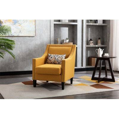 Charcoal Linen Accent Armchair Chair Red Barrel Studio Body Fabric: Yellow Linen Blend