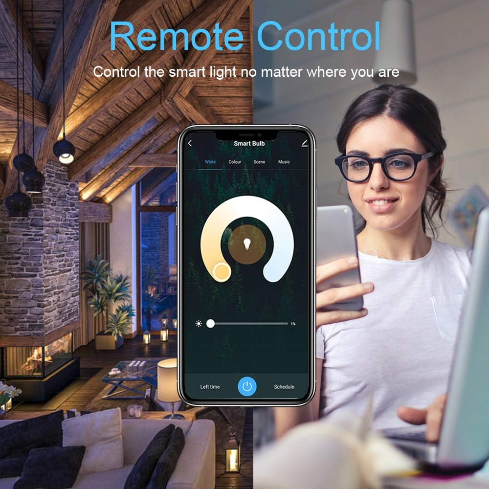 DOGAIN Smart Light Bulbs E12 Base LED Light Bulb Color Changing WiFi-Bluetooth Lights Compatible with Alexa Google Home Tunable White Candelabra Bulbs 360 lm 35w Equivalent 6 Pack Pack of 2