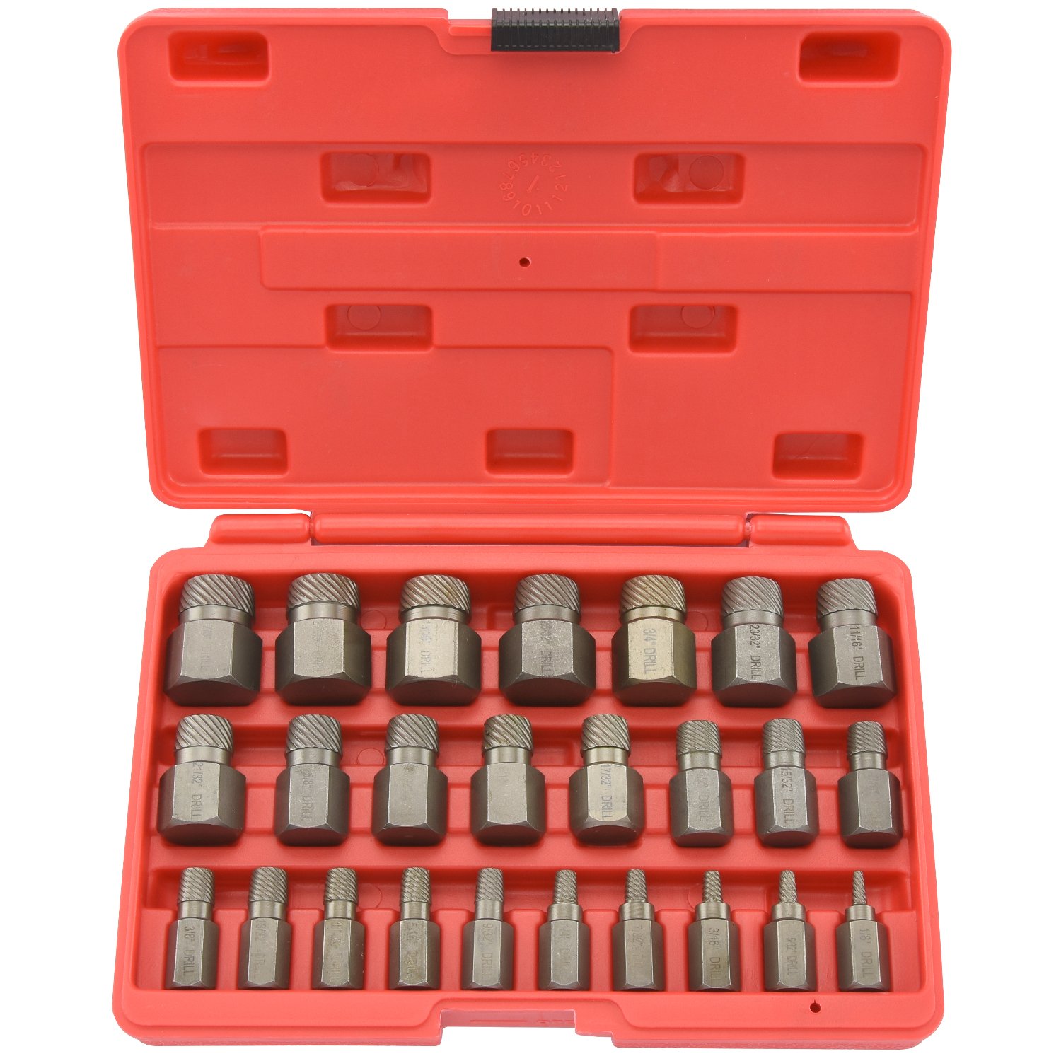 NEIKO 04204A Hex Head Multi-Spline Screw and Bolt Extractor Set | 25 Piece Easy Out Screw Extraction | Broken Bolt remover | 1/8” to 7/8” in 1/32” Increment | Cr-Mo | Stripped Fastener Tool Pack of 2