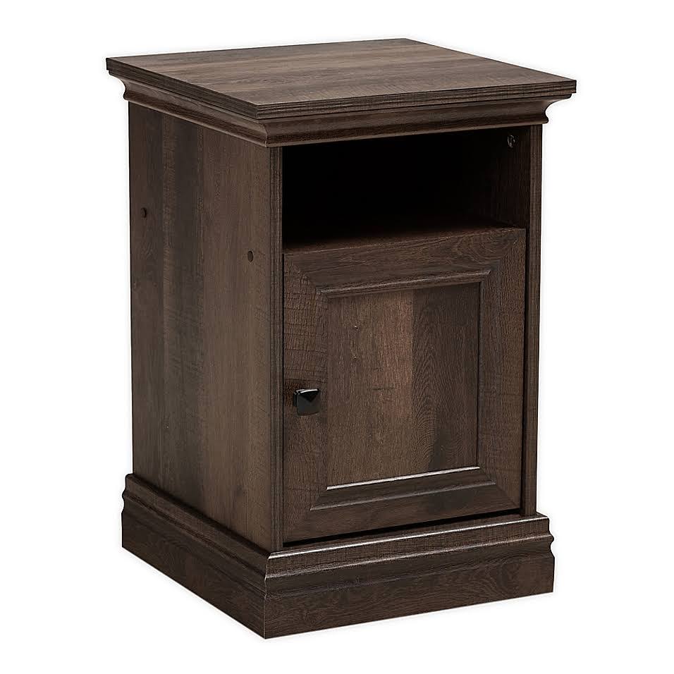 Baxton Studio Claire 1-Door Nightstand in Hazel Walnut Brown/Black