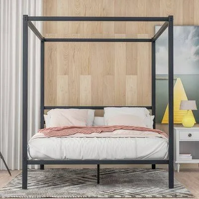 Ahlijah Queen Canopy Bed Latitude Run Color: Black