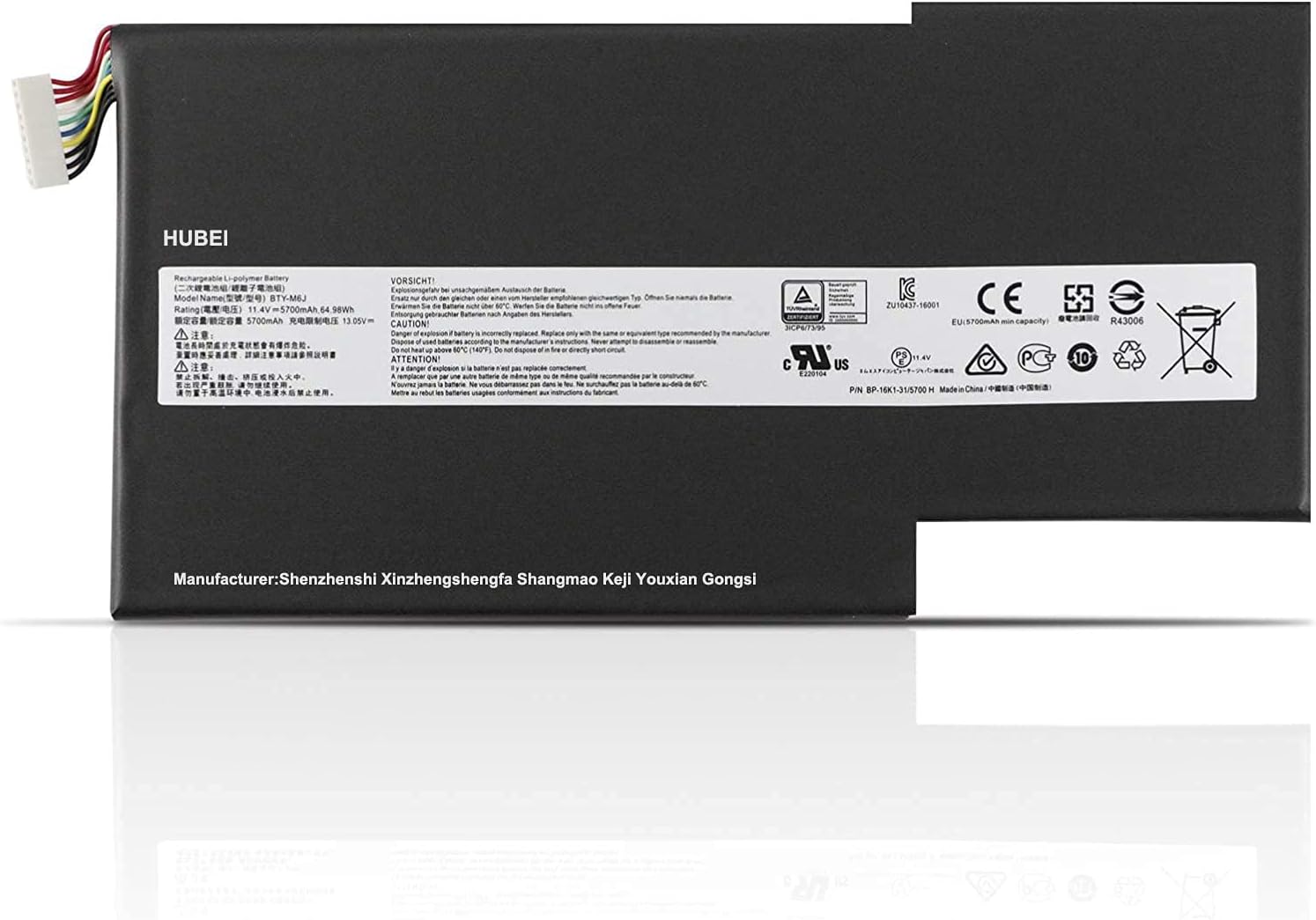 BTY-M6J BTY-U6J Laptop Battery Replacement for MSI GS63 GS63VR GS73 GS73VR 6RF-001US BP-16K1-31 6RF-013CN 7RG-035CN 7RF-284CN Series(11.4V 64.98Wh 5700mAh) Pack of 2