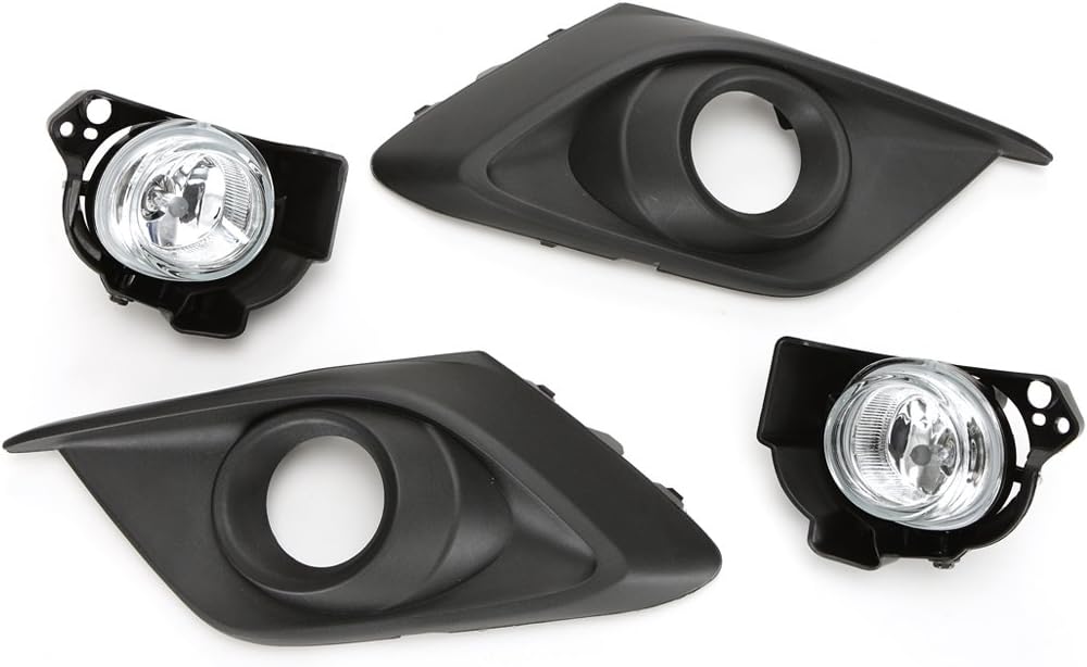 LEDIN For 2014 2015 2016 Mazda 3 Clear Fog Driving Light Kit w/Black Bezel Switch Bulbs