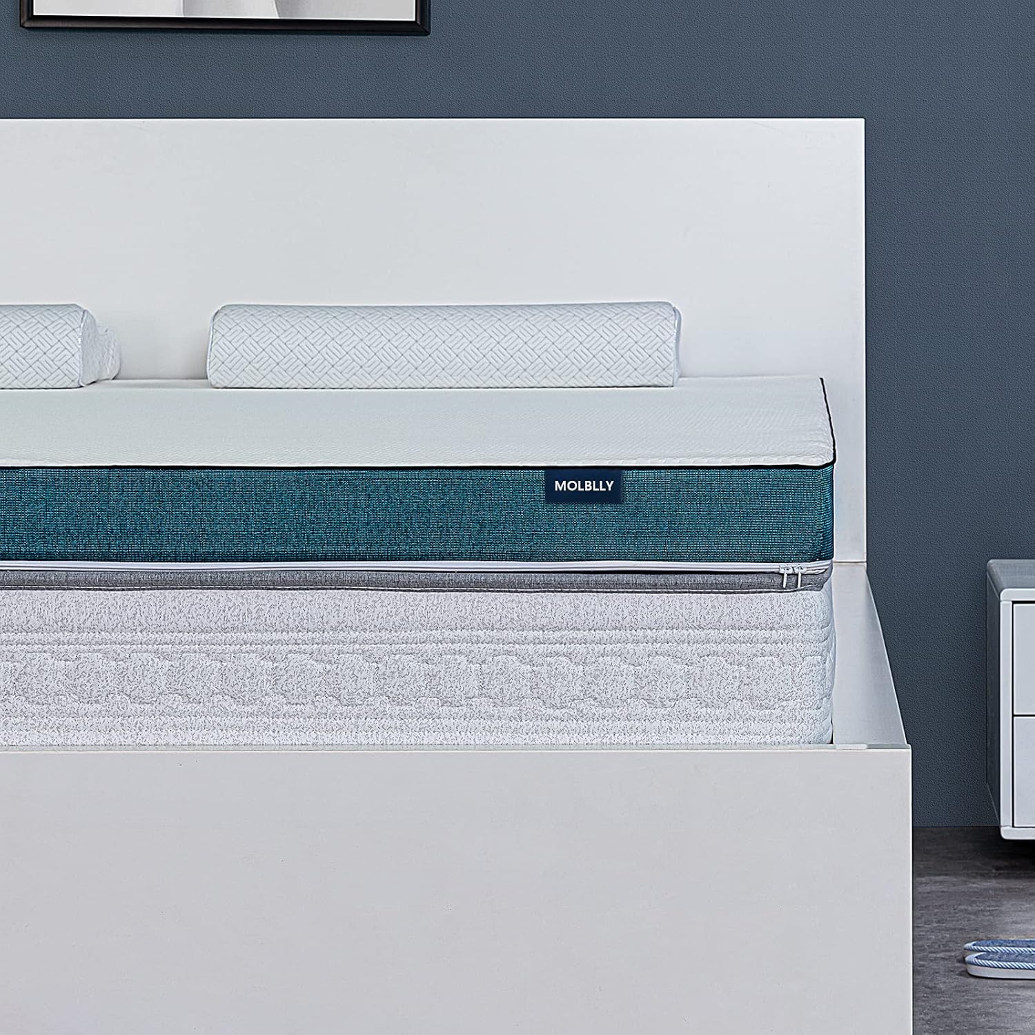 Molblly Full Mattress Topper,2 Inch Premium Gel Multi Layered Memory Foam Bed Mattress in a Box with Removable Soft Cover, CertiPUR-US Certified Foam for Pressure Relief, Mattress Topper Full 54