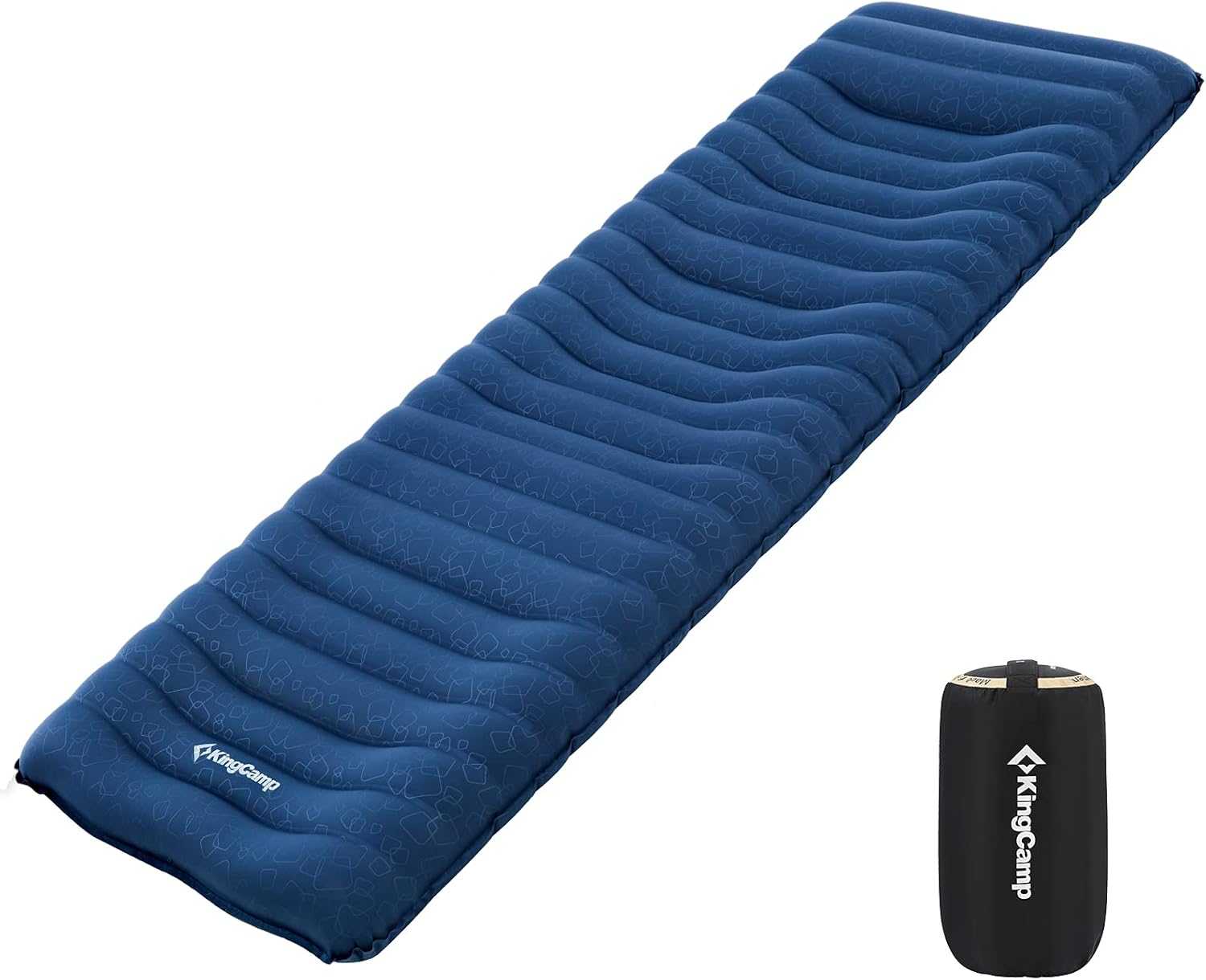 KingCamp Air Camping Sleeping Pads with Pillow 3.9 inches Ultralight Comfort Air Sleeping Mattress for Backpacking and Camping (Single and Double)