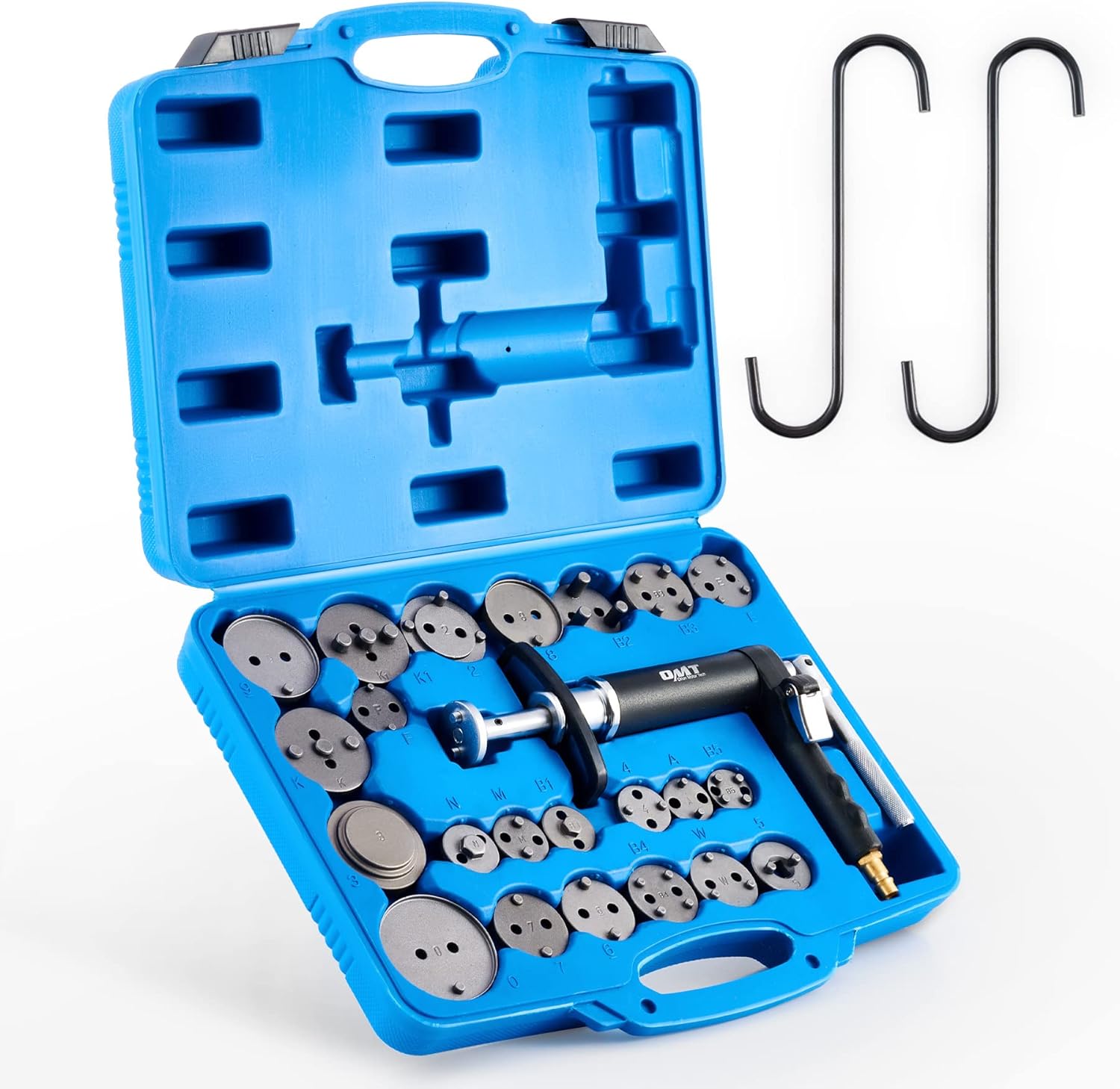 23pc Brake Caliper Compression Tool, Pneumatic Brake Caliper Tool with 2 Caliper Hangers, Brake Caliper Wind Back Tool Professional Brake Tool Set Fits American, European, Japanese Autos
