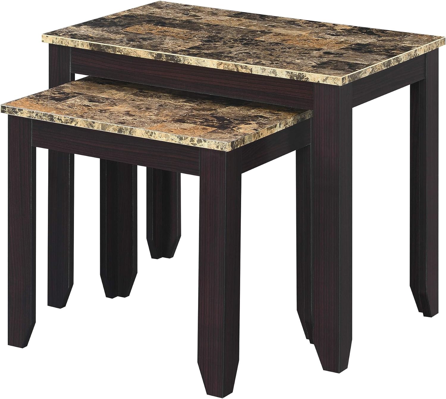 Convenience Concepts Baja Nesting End Table, Faux Black Marble/Black