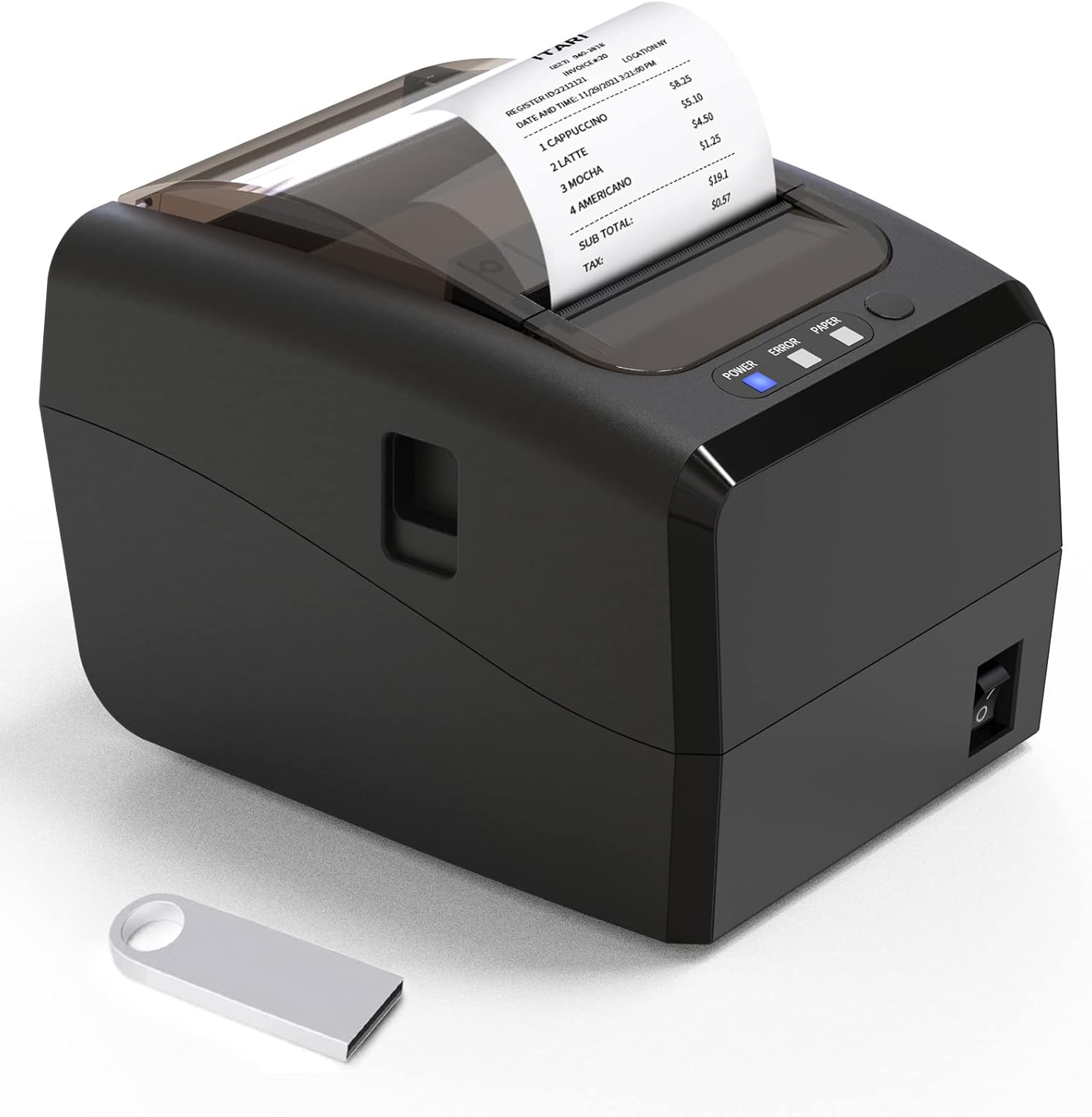 Thermal Receipt Printer, Itari POS Printer Support USB/Serial/Ethernet(LAN) and Cash Drawer for Android, Windows, Mac, Linux and Chromebook with Auto-Cutter and Alarm Reminder (Black)