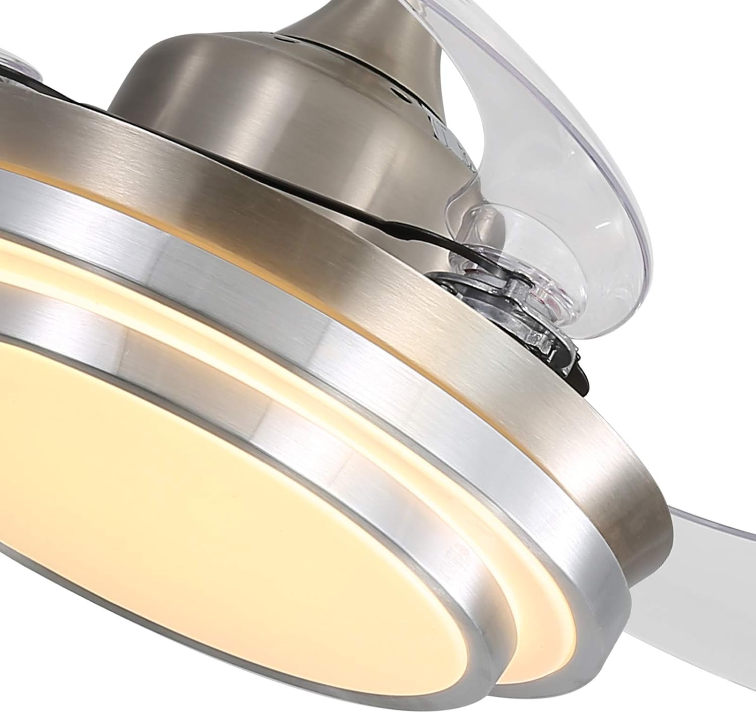 warmiplanet Retractable Ceiling Fan with Lights Remote Control, Bladeless Ceiling fan, 36 Inch and Brushed Nickel Motor