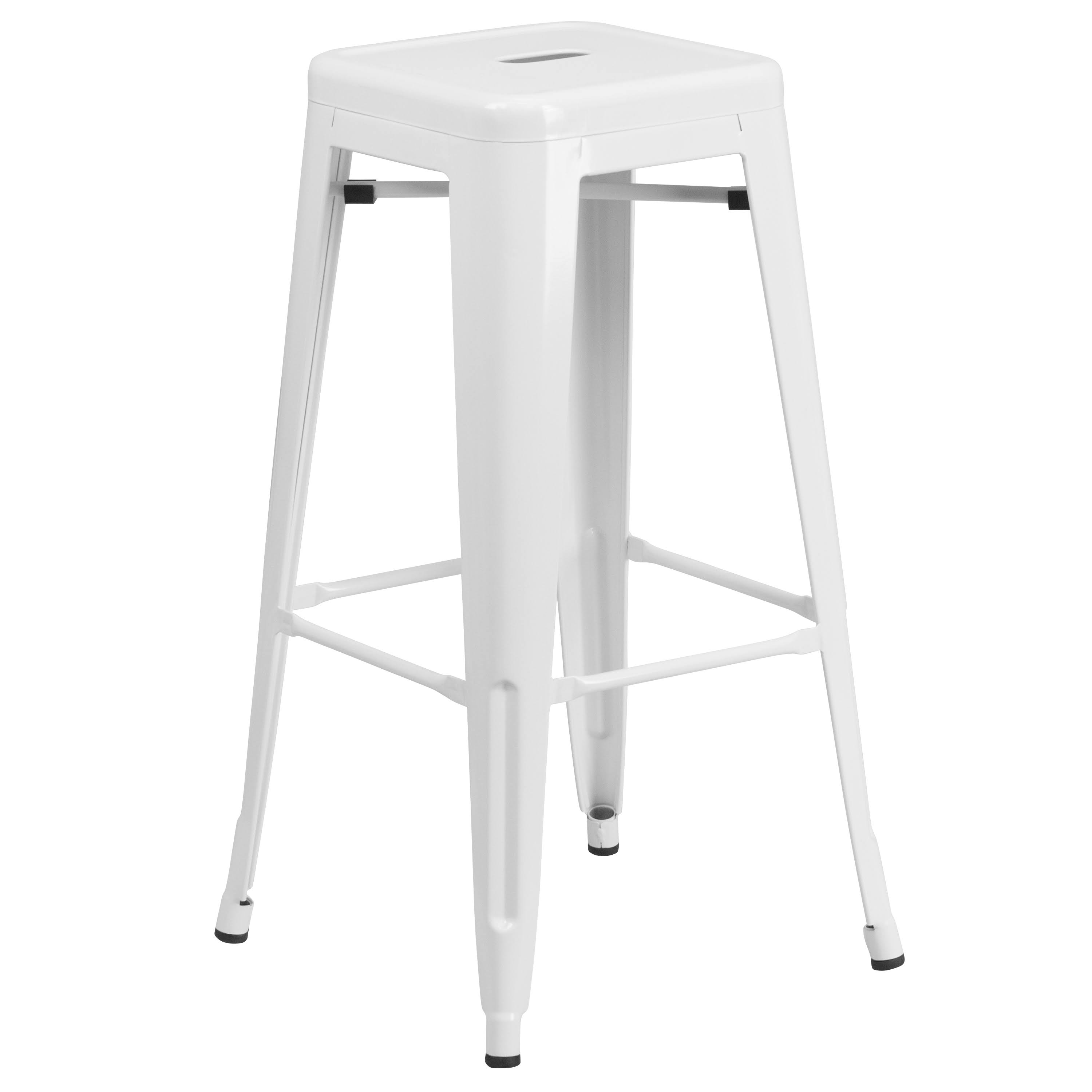 Flash Furniture 30&& High Backless Metal Indoor/Outdoor Barstool, White
