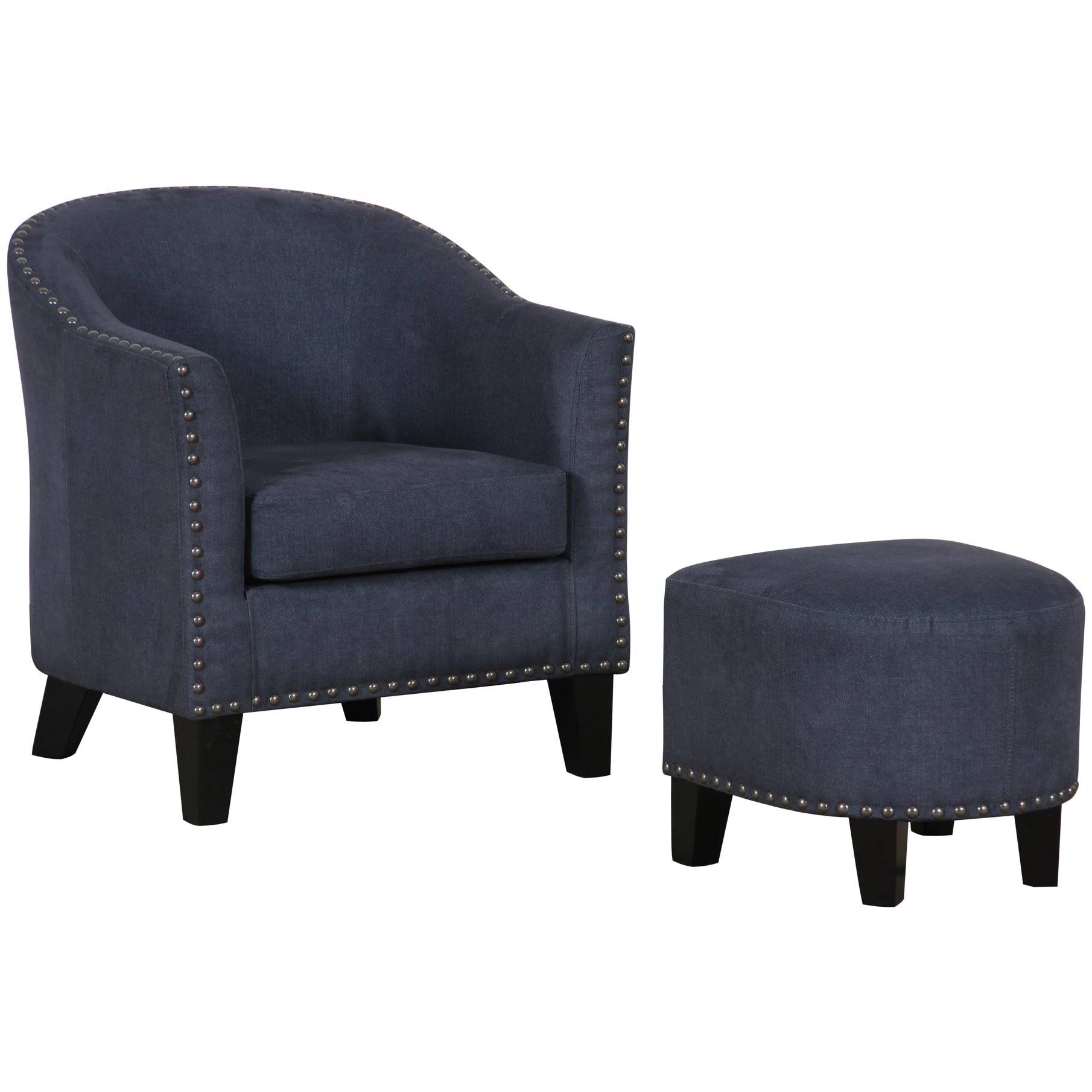Home Meridian DS-2278-900-118 Vintage Denim Accent Chair and Ottoman, Blue