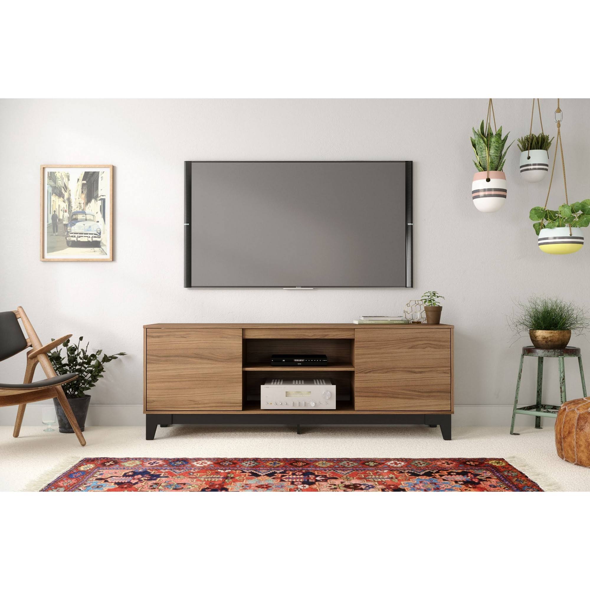 Nexera 402332 Rhapsody TV Stand 72-Inch Nutmeg and Black