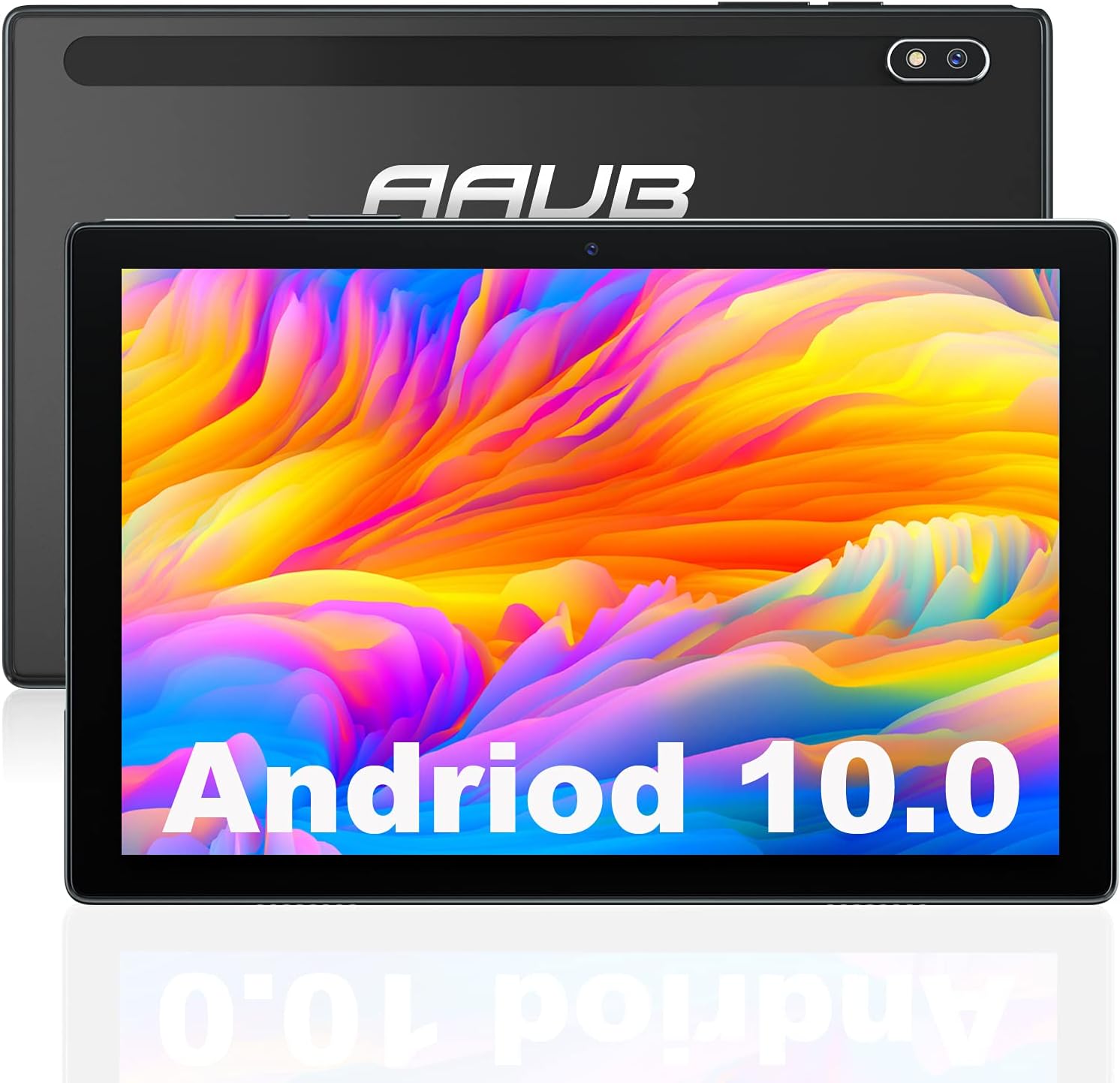 10 inch Tablet, Android 10.0 OS, 2GB + 32GB Storage, Quad-Core Processor, 1280x800 HD Touchscreen, Dual Camera 2MP + 8MP, 6000mAh Long-Lasting Battery, 2.4G WiFi Bluetooth 4.2 Portable Adult PC Black