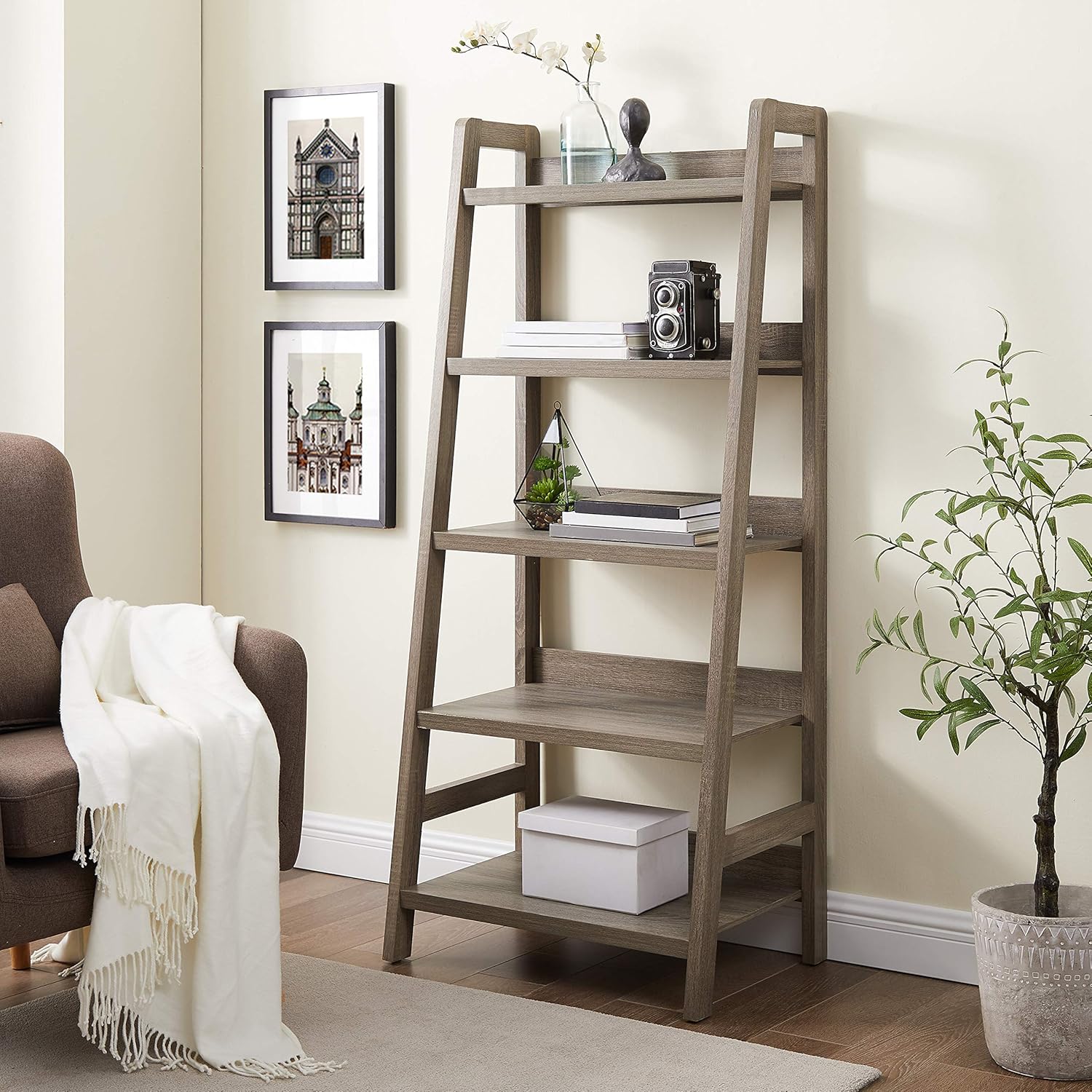Linon Tracey Ladder Bookcase, 25