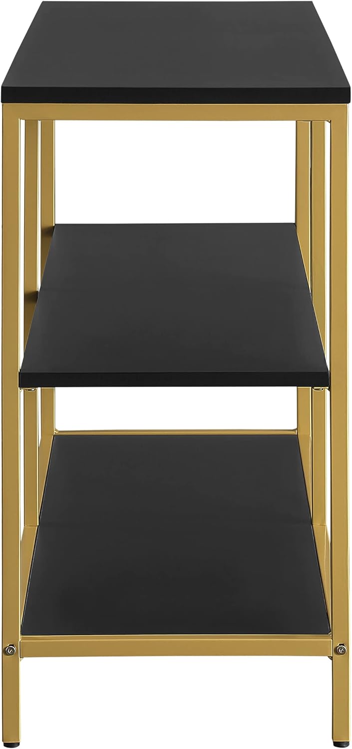 OSP Designs Modern Life Contemporary Double 3 Shelf Bookcase and Credenza, Black