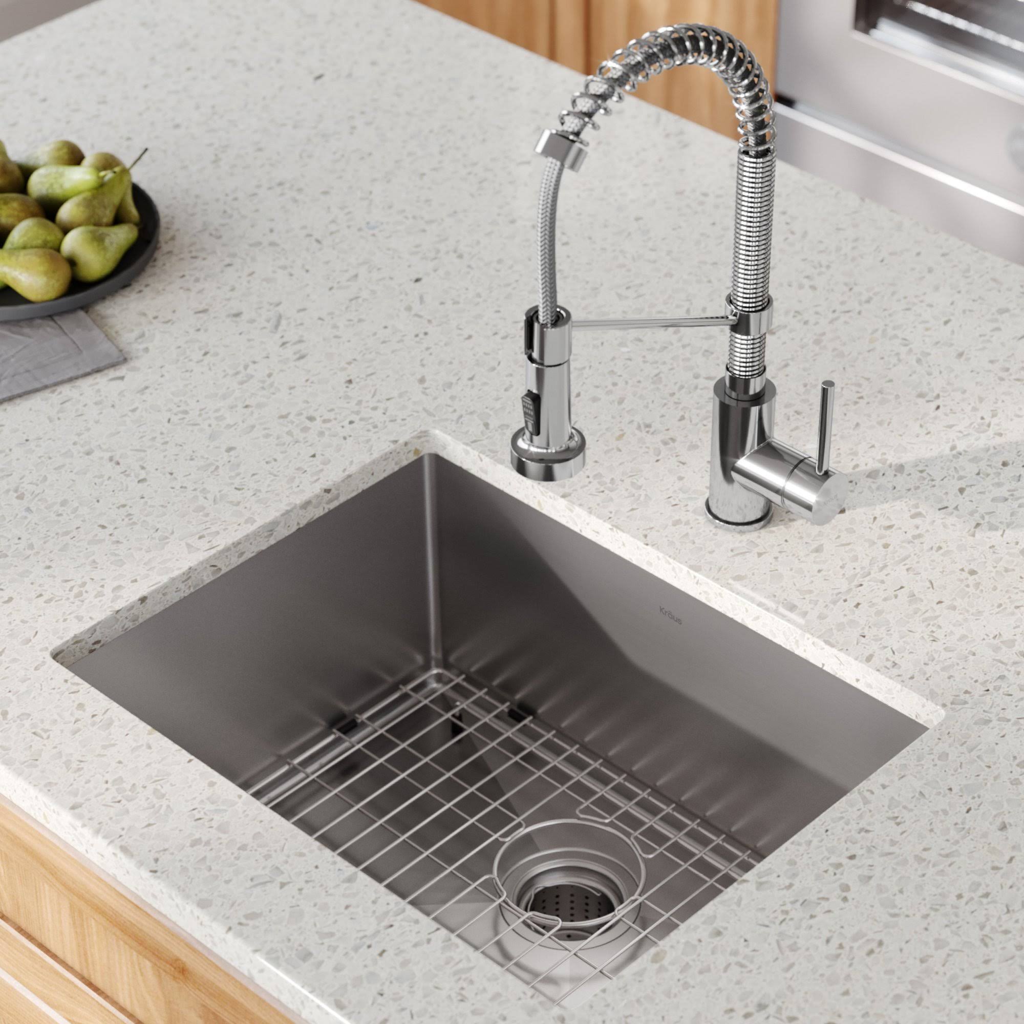 Kraus Standart Pro 23x22 Undermount Kitchen Sink + Faucet Combo - Stainless Steel/Matte Black