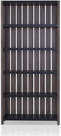 Furniture of America Iman Wood 5-Shelf Bookcase in Dark Gray and Black
