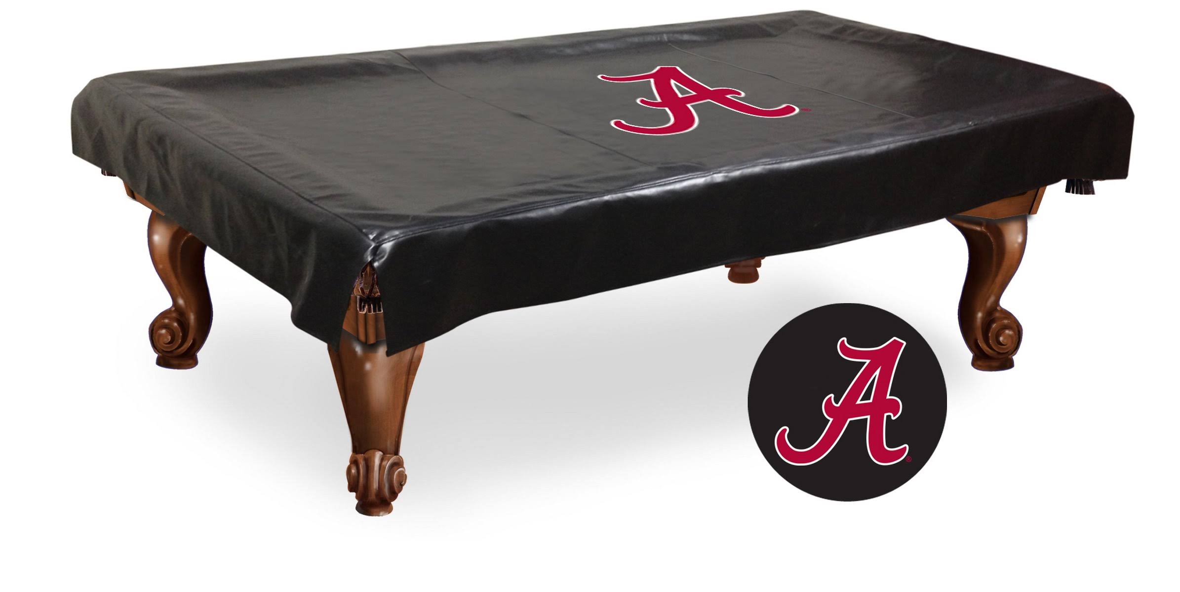 Alabama Crimson Tide Black Vinyl A Billiard Pool Table Cover (88x22x50x22x12x22)