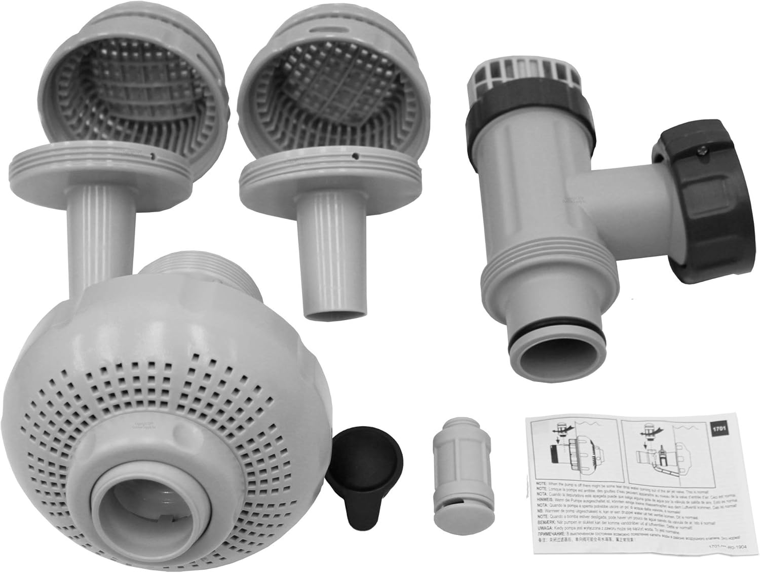Intex 26005E Above Ground Swimming Pool Inlet Air Water Jet Part Kit with Plunger Valve, Strainer Connector, Jet Nozzle, Strainer Grid & More Pack of 2