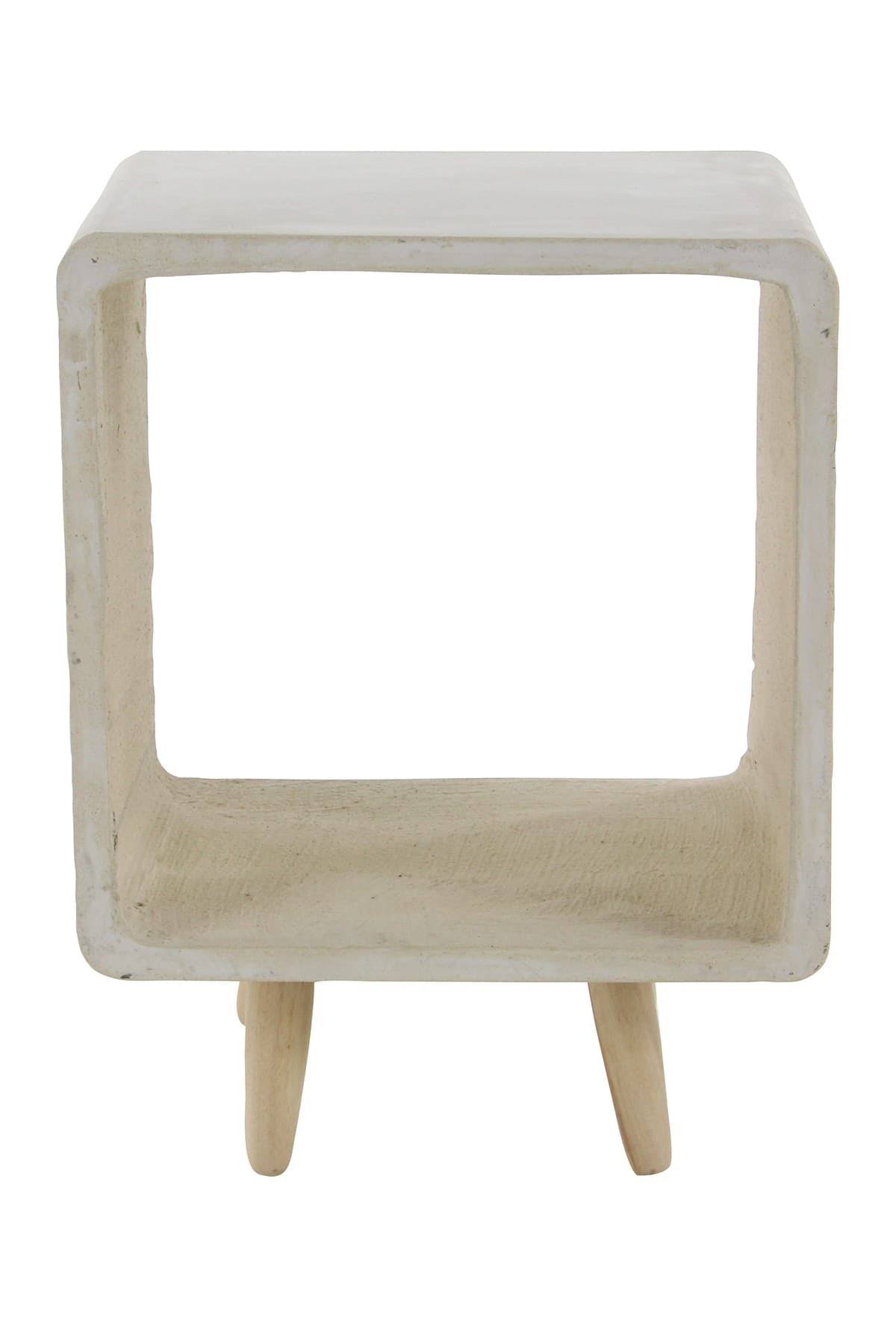 Decmode Contemporary Simple Fiberclay Square Accent Table White