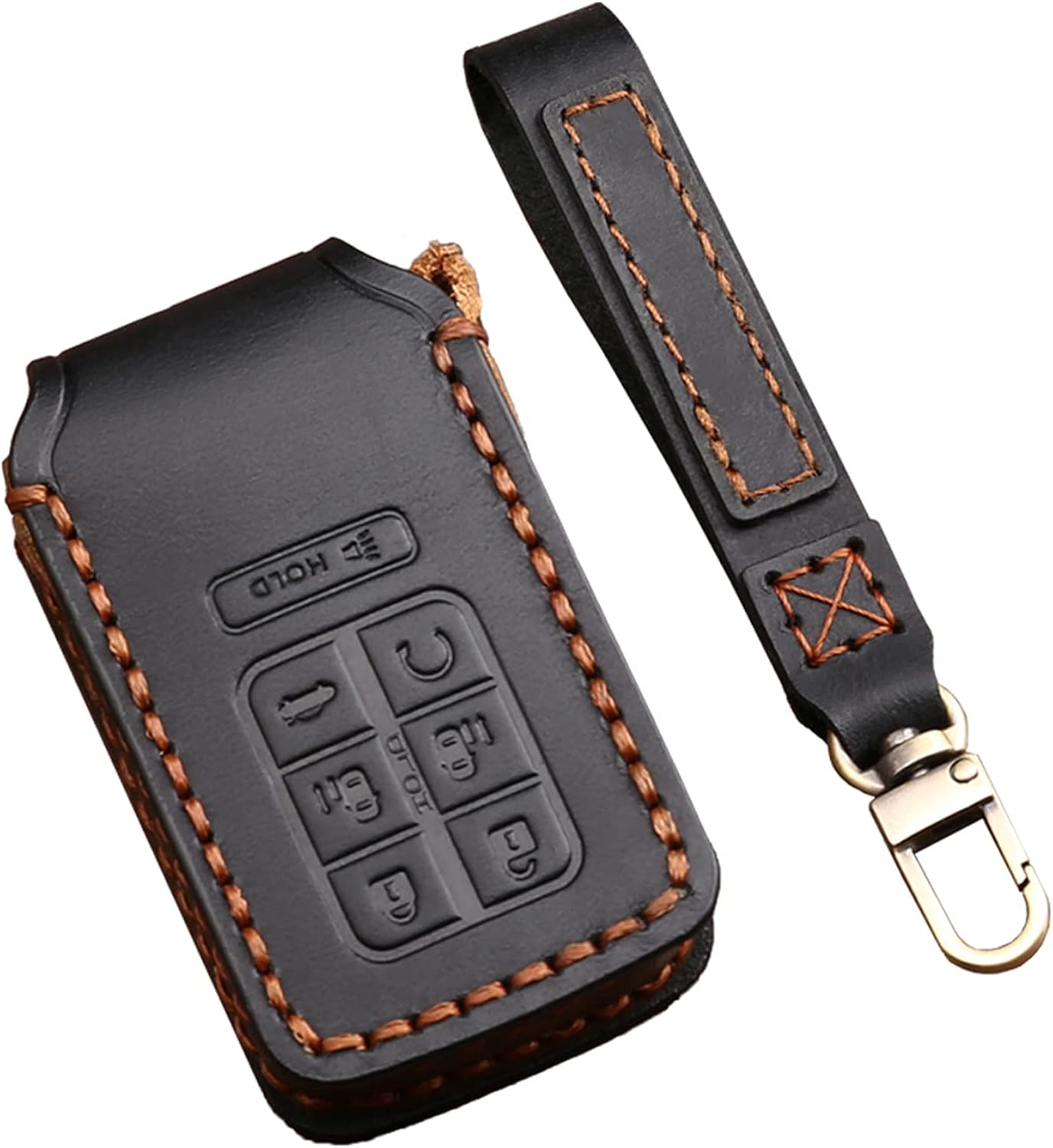Key Fob Cover Case Fit for Honda Odyssey 2018 to 2022 Odyssey Accessories Leather Handmade Fob Cover with Keychain 7 Buttons