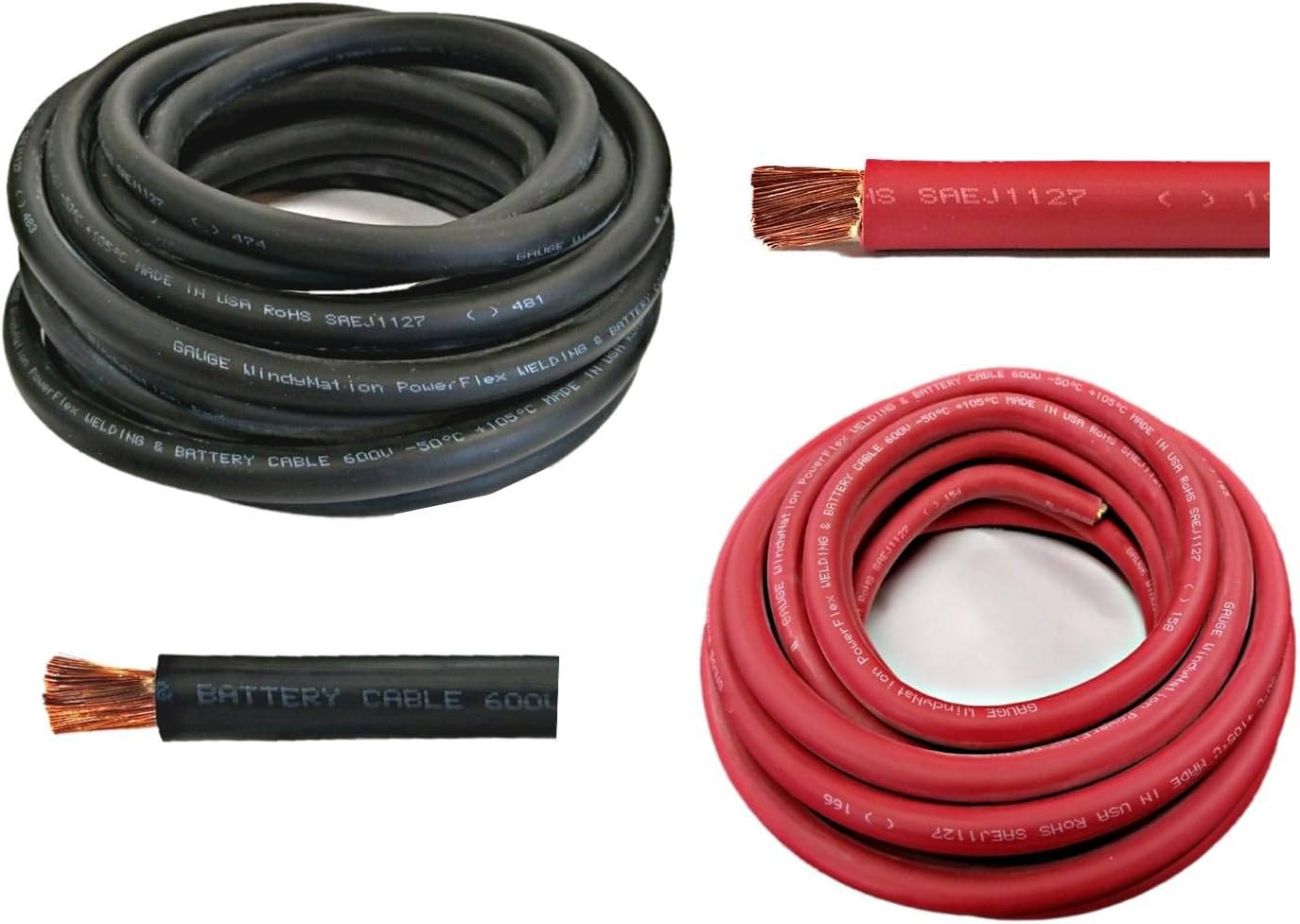 4 Gauge 4 AWG 10 Feet Red Welding Battery Pure Copper Flexible Cable Wire - Car, Inverter, RV, Solar Pack of 2