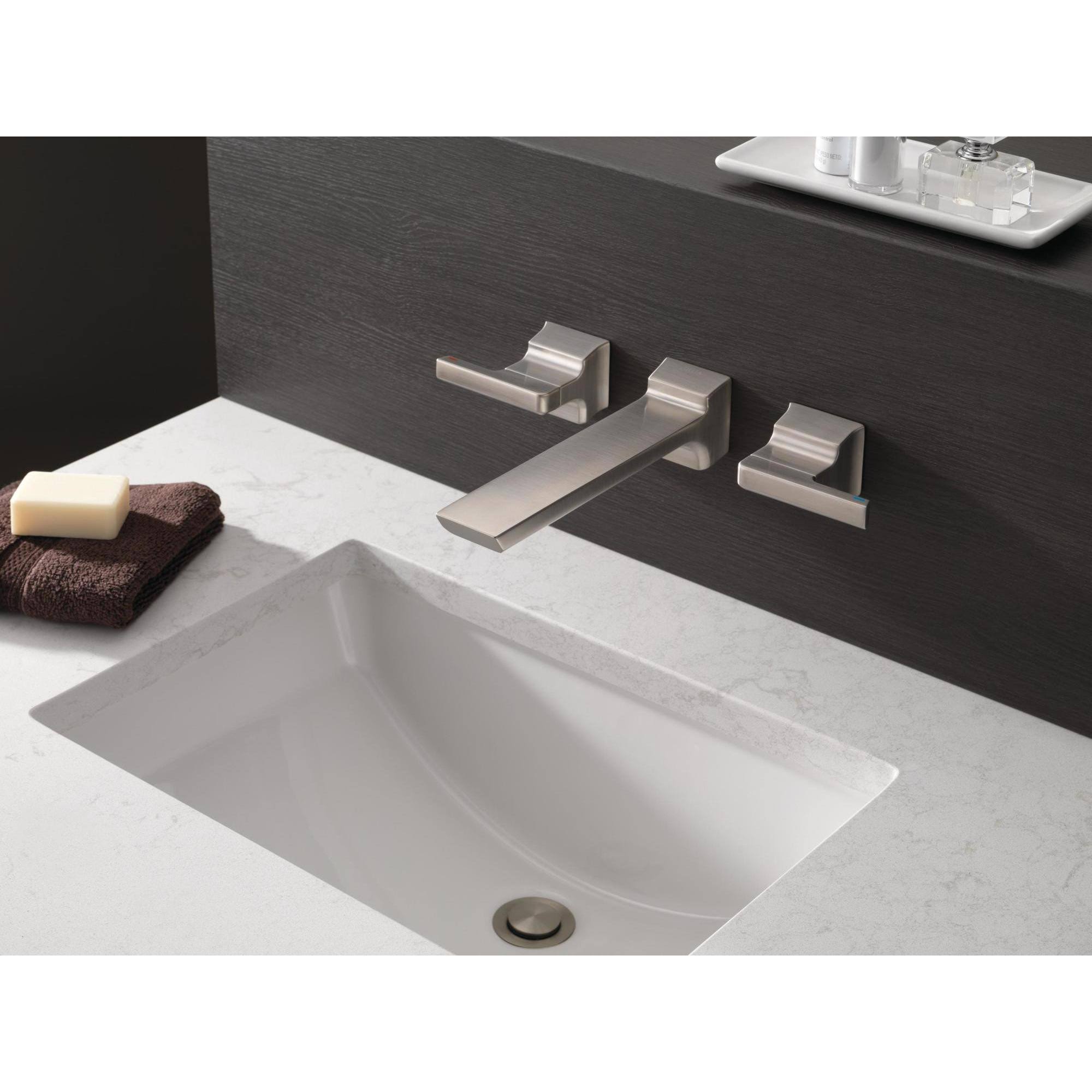 Delta T3599LF-BLWL Pivotal Two-Handle Wall Mount Bathroom Faucet Trim - Matte Black