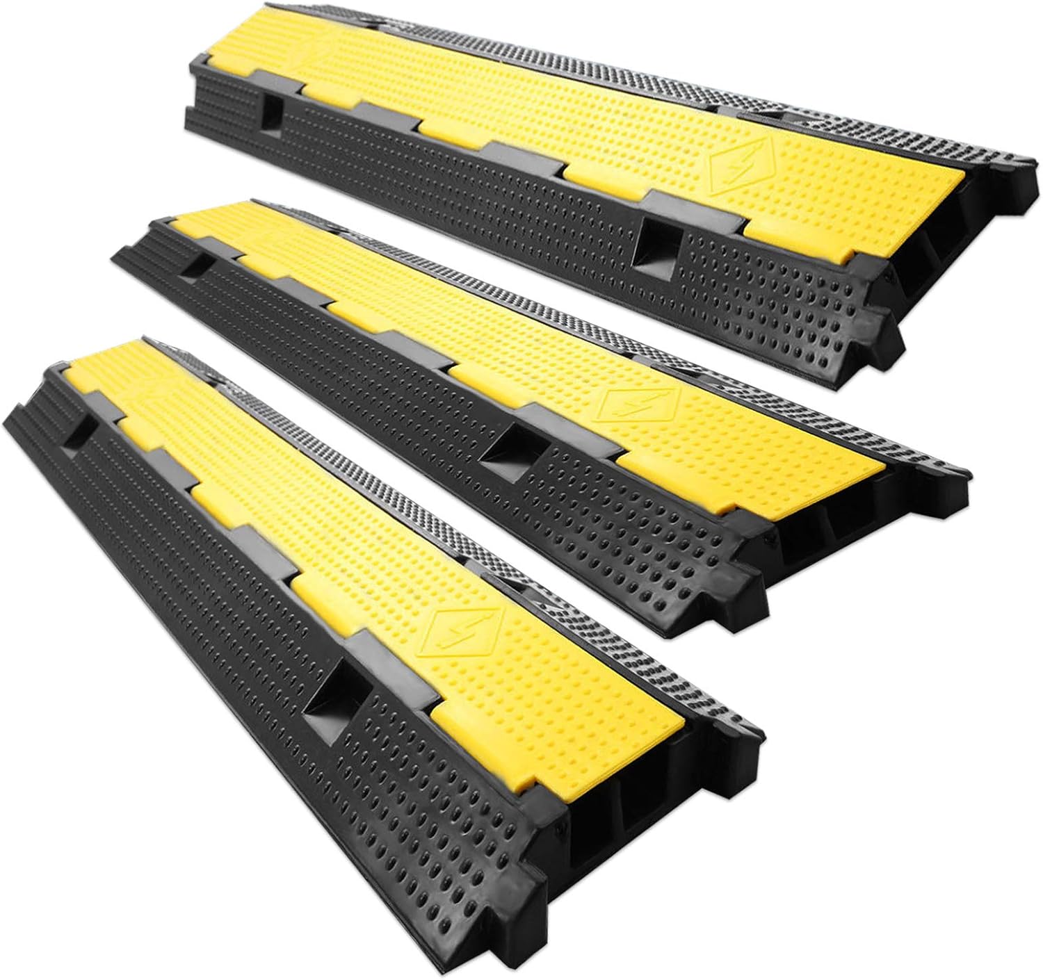 Zbond 3 Pack Extreme Rubber Cable Protectors Dual Channel Cable Protector 12000LB Rubber Speed Bump Cable ramps/Protectors (3 Pack) Pack of 2