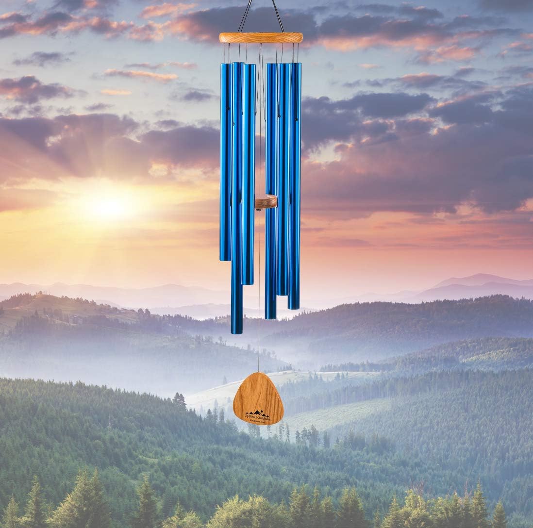 UpBlend Outdoors Wind Chimes for Outside for People Who Like Their Neighbors &ndash; a Great Addition to a Patio, Porch, Garden, or Backyard (Blue Coated Aluminum, 41