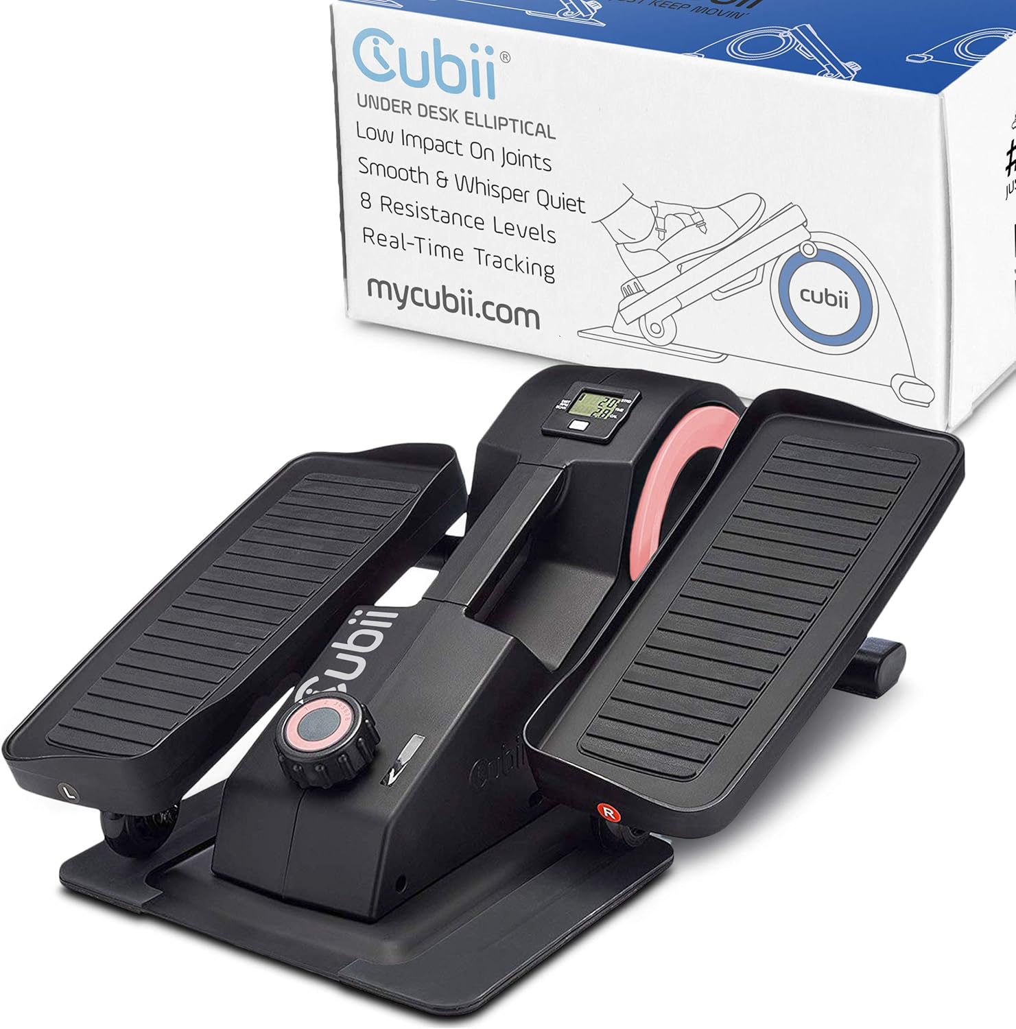 Cubii JR1 Seated Under Desk Elliptical Machine for Home Workout, Mini Elliptical, Desk Bike Pedal Exerciser, Whisper Quiet, Under Desk Pedal Exerciser w/Adjustable Resistance & LCD Display