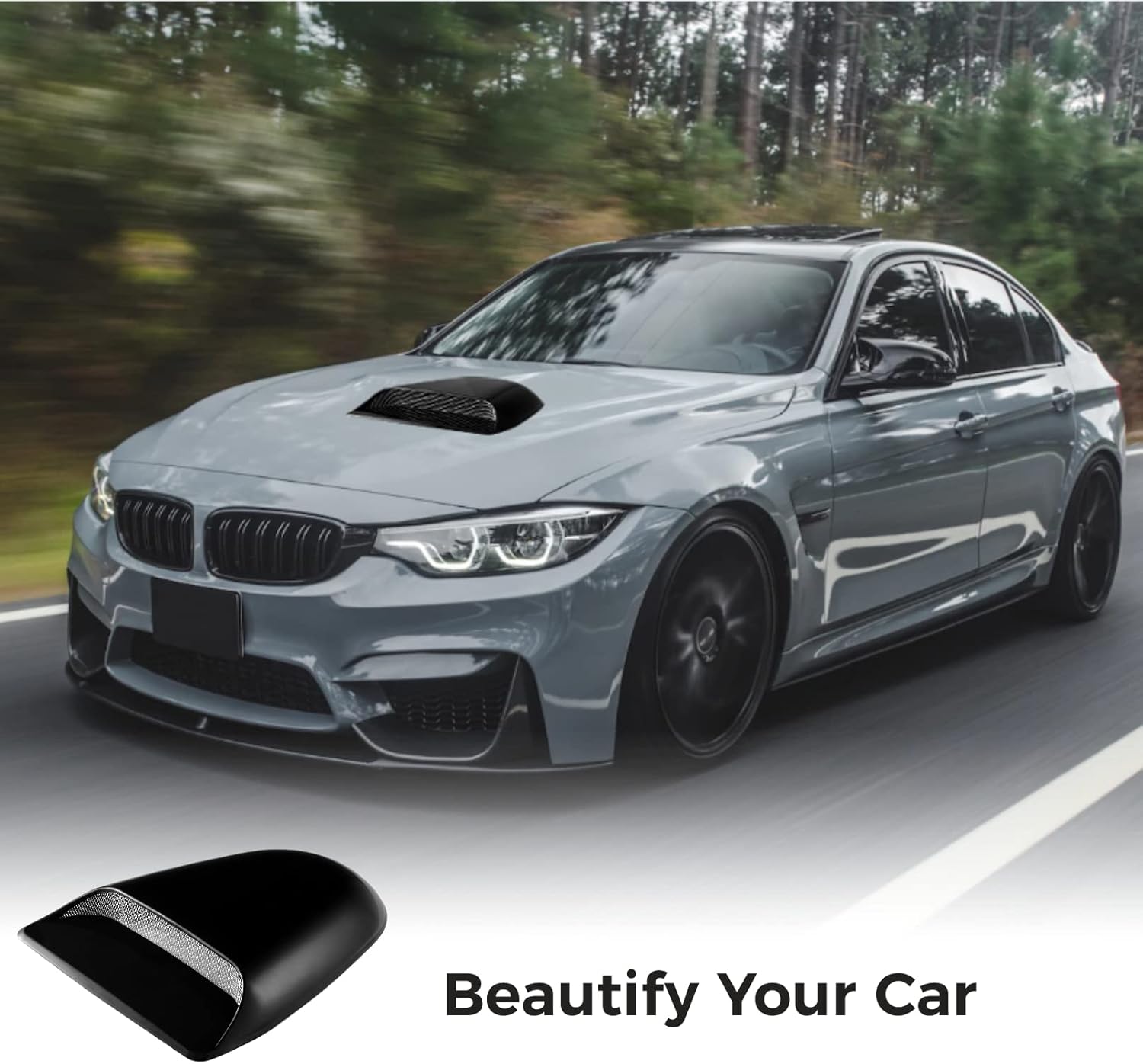 Car Hood Scoop, Front Hood Vent Cover for Decorative or Air Flow Intake and Aero Dynamic, Universal Fit for Pickup Trucks, SUVs, Sedans, Automotive Accessory