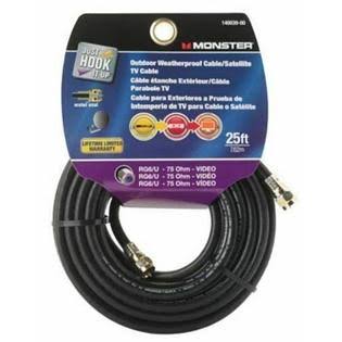 Cable Coax RG6 25 Black by Monster Jhiu MfrPartNo 140039-00