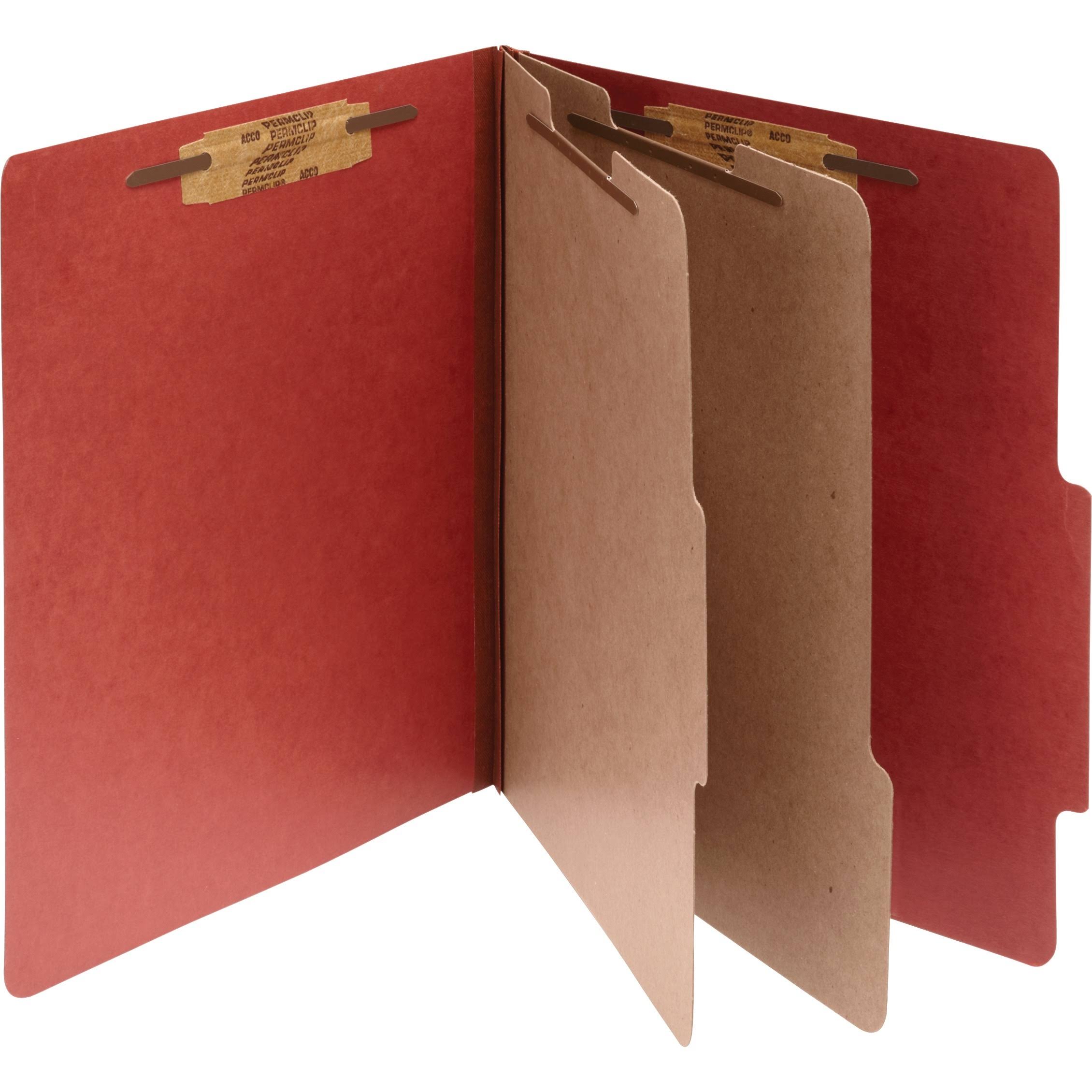 Acco Pressboard 6-Part Classification Folders, Legal, Earth Red, Box