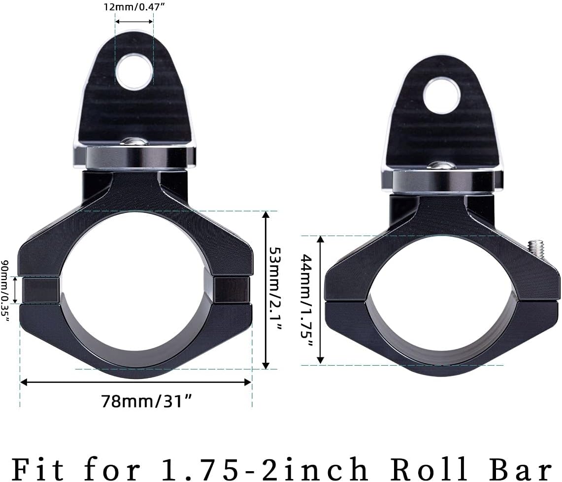 Dicater 360&deg; Roating UTV Mount Bracket for Flag/LED Whip Light/Antenna Fits 1.75-2inch Roll Bar Compatible with All UTV Can Am Maverick X3 Commander Polaris RZR 900 1000 XP Pro, Pack of 2