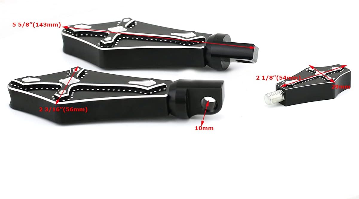 Pnndee 360 degrees rotation Front/Rear Footpegs + Motorcycle Shifter Peg Shift Lever Foot Pegs for Harley Touring Softail Dyna Sportster fat boy Davidson models (black)